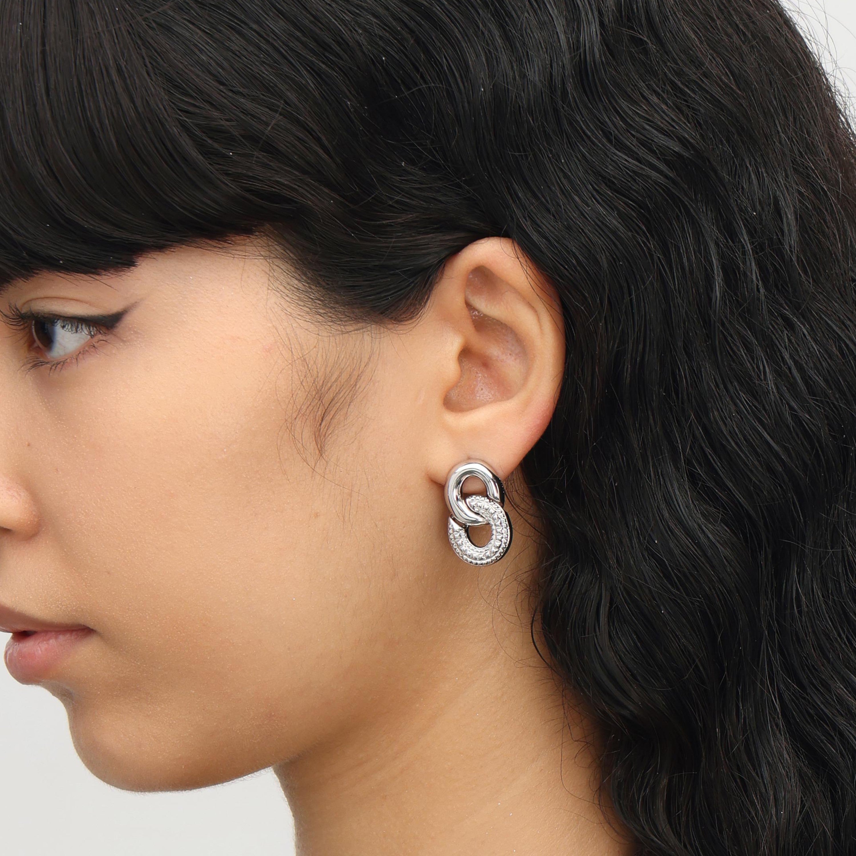 RSNY diamond pattern chain earrings