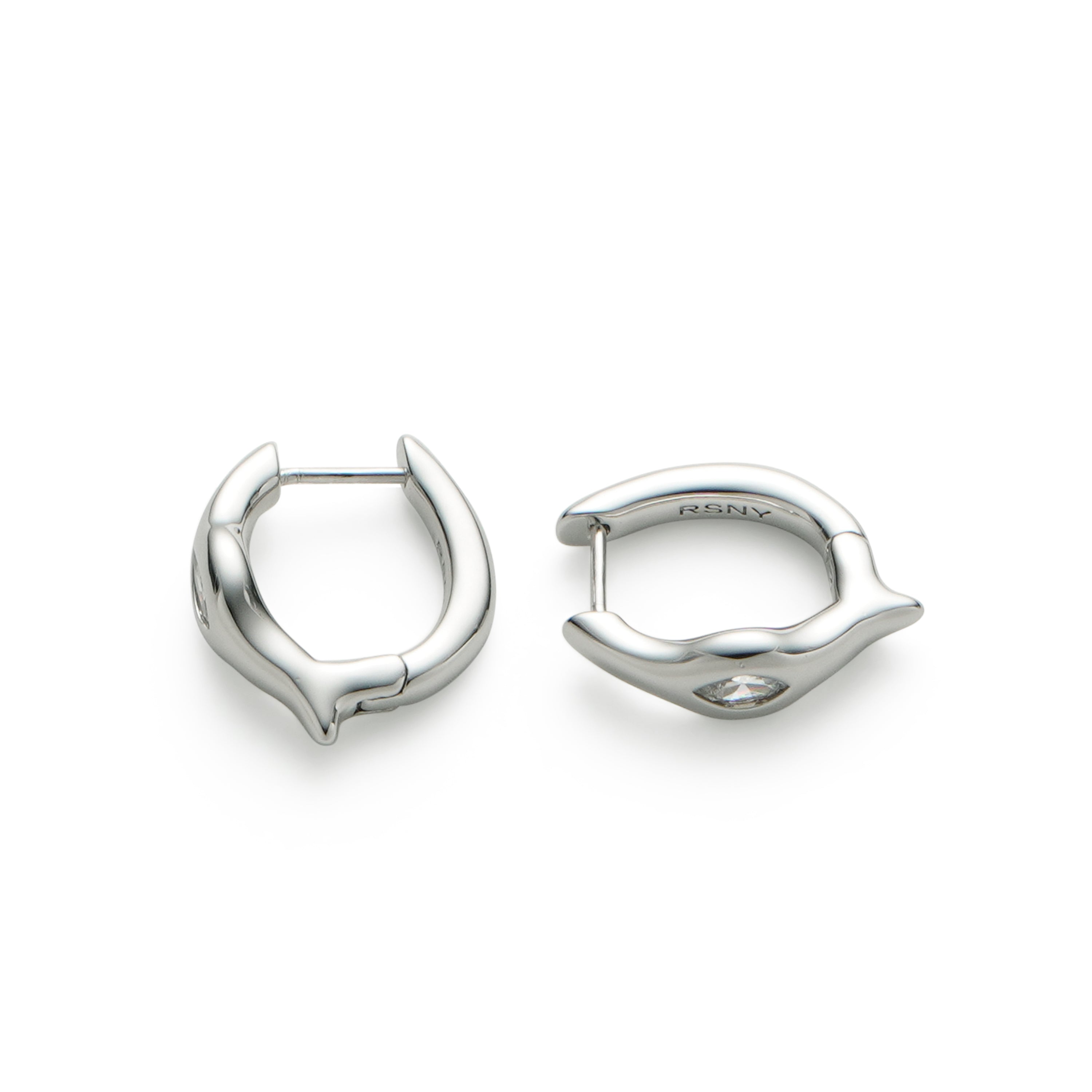 RSNY streamlined earrings - RSNY R2176A 铜镀铑/银耳针 约18*16*6mm 不规则设计元素/时尚感几何造型/镜面级精工抛光/微厚重精巧质感