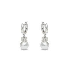 RSNY diamond pattern pearl earrings