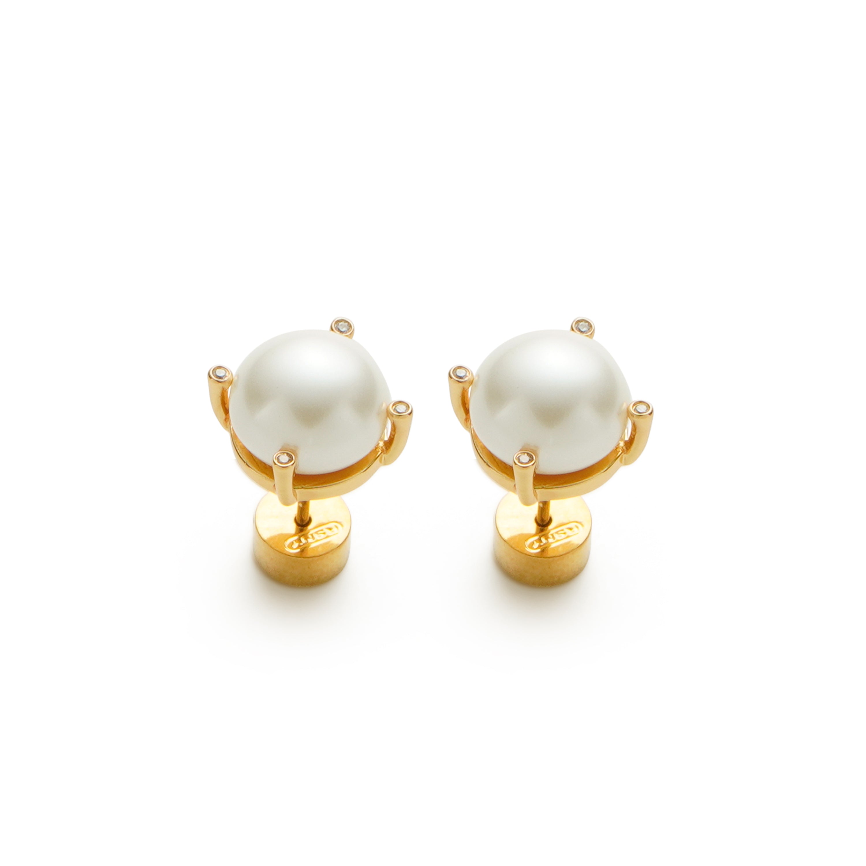 RSNY simple pearl stud earrings