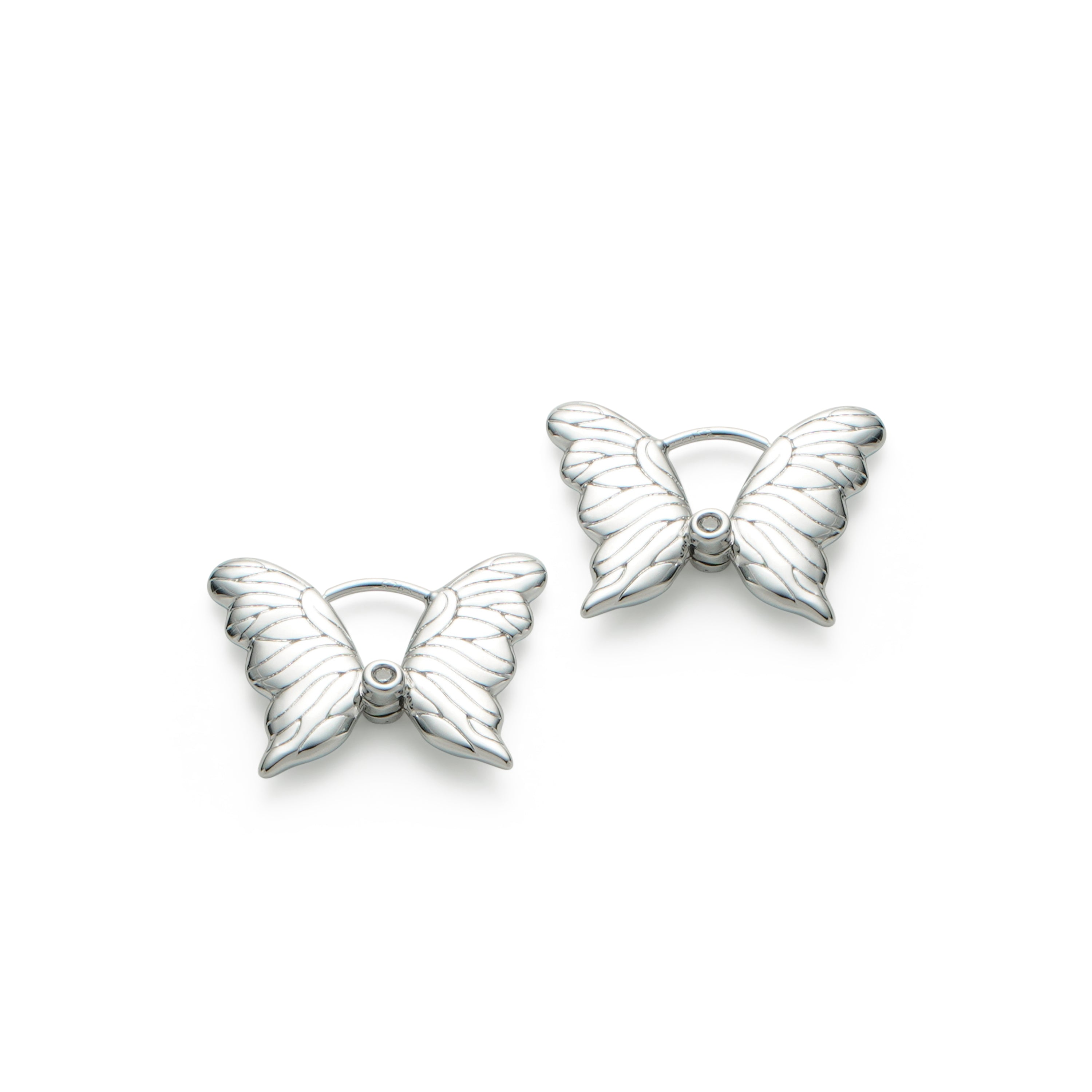 RSNY Textured Butterfly Earrings - RSNY R2175A 铜镀铑/银耳针 约18*24*3mm 时尚感几何造型/镜面级精工抛光/纯手工精雕工艺/精致感细节处理