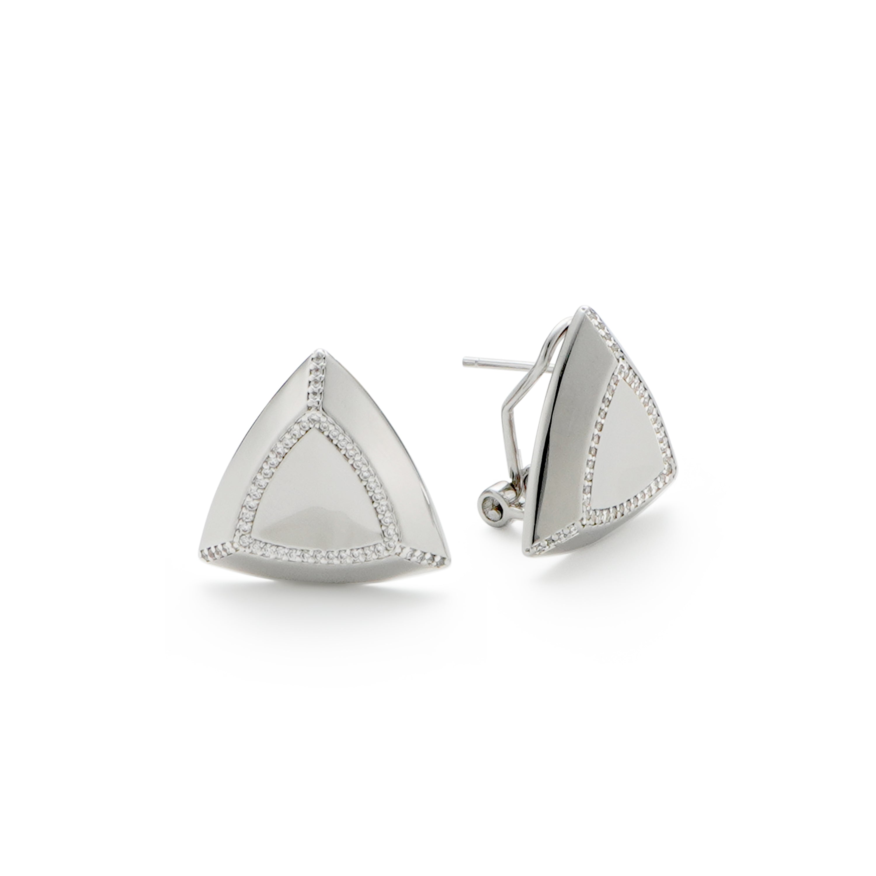 RSNY triangle diamond stud earrings - RSNY R2093A Copper Rhodium Plated/Tremella Needle Size: 20 * 19 * 4mm Diamond grade delicate cut/mirror grade precision polishing/exquisite detail treatment/high toughness spring ear buckle