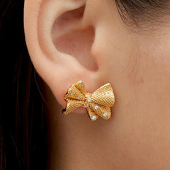 RSNY shiny bow stud earrings