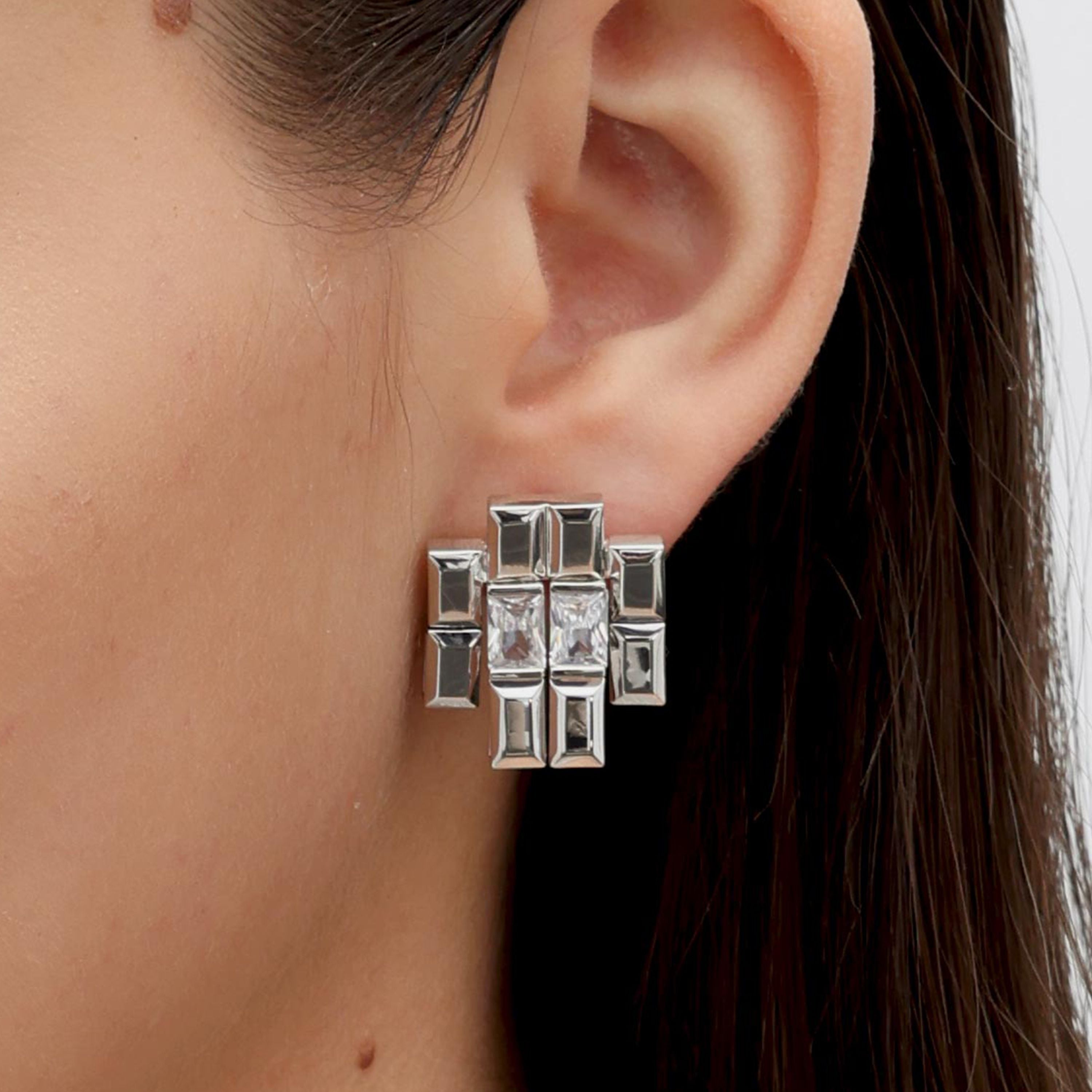 RSNY princess square splicing stud earrings