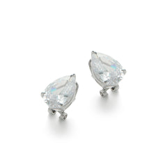 RSNY water drop shape diamond stud earrings - RSNY R2131A 铜镀铑/银耳针 约13*19*8mm 钻石型设计元素/通勤款几何造型/精致感细节处理/纯手工镶嵌技艺