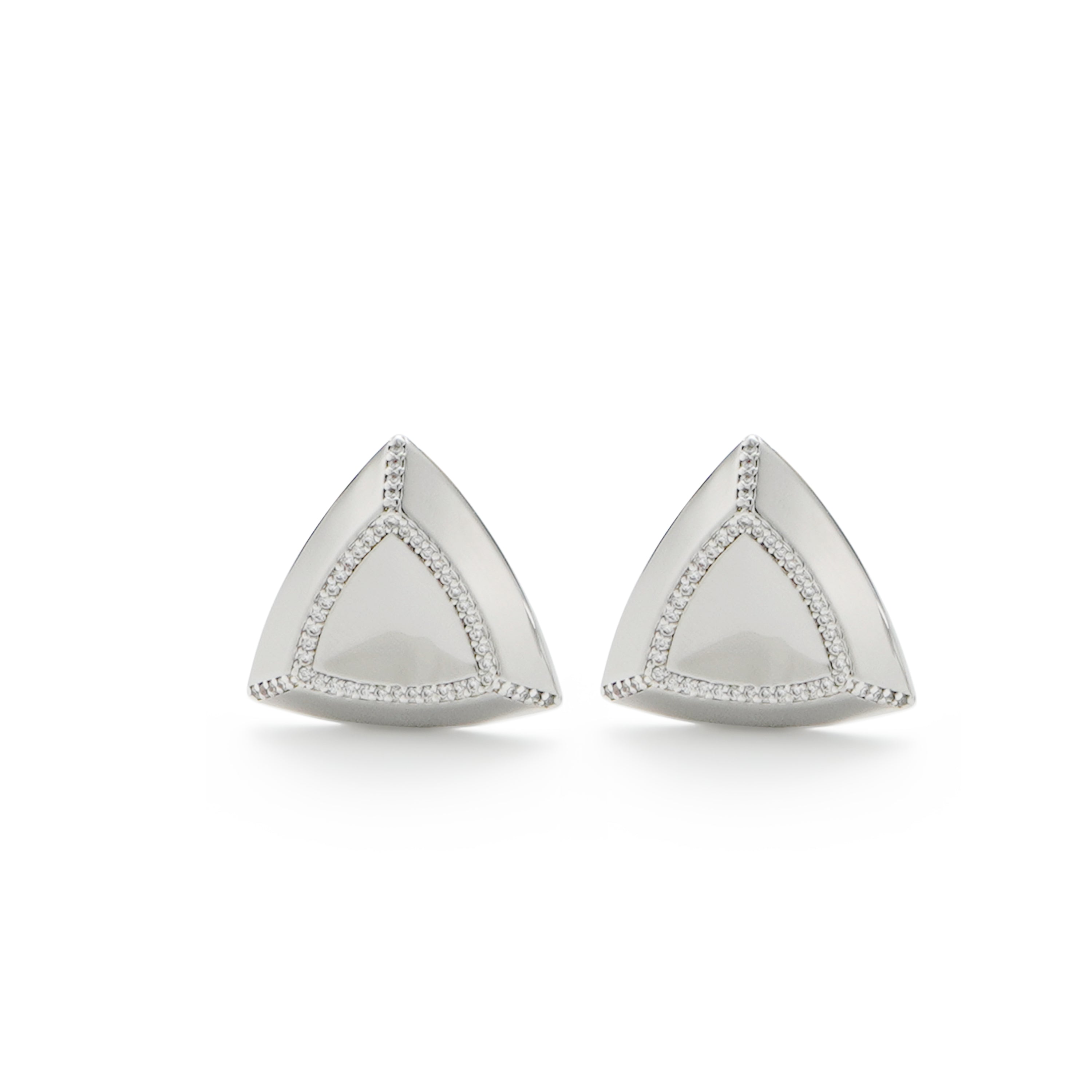 RSNY triangle diamond stud earrings - RSNY R2093A Copper Rhodium Plated/Tremella Needle Size: 20 * 19 * 4mm Diamond grade delicate cut/mirror grade precision polishing/exquisite detail treatment/high toughness spring ear buckle