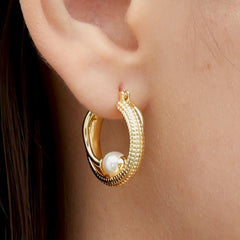 RSNY double pearl earrings