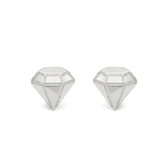 RSNY three-dimensional drill stud earrings - RSNY R2088A Copper Rhodium Plated/S925 Tremella Needle/Cubic Zirconia Weight: 7.8g Size: 20 * 5 * 20mm Diamond design elements/sterling silver high-quality ear needles/pure manual inlay skills/mirror-grade precision polishing/lightweight brand craftsmanship