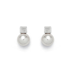 RSNY Diamond Pearl Stud Earrings