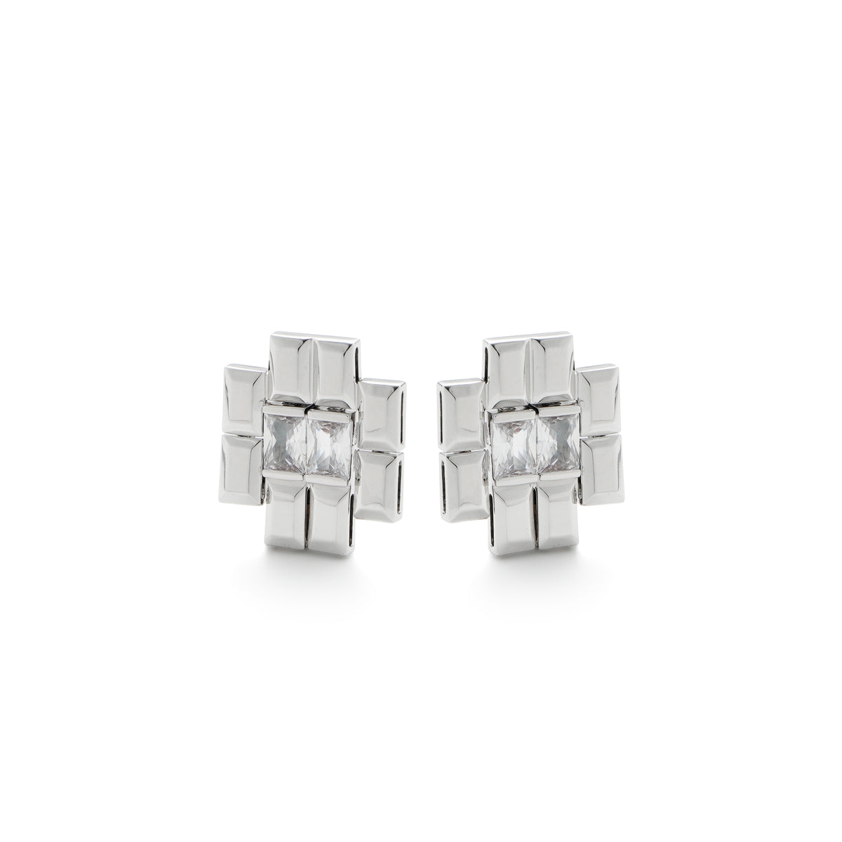 RSNY princess square splicing stud earrings