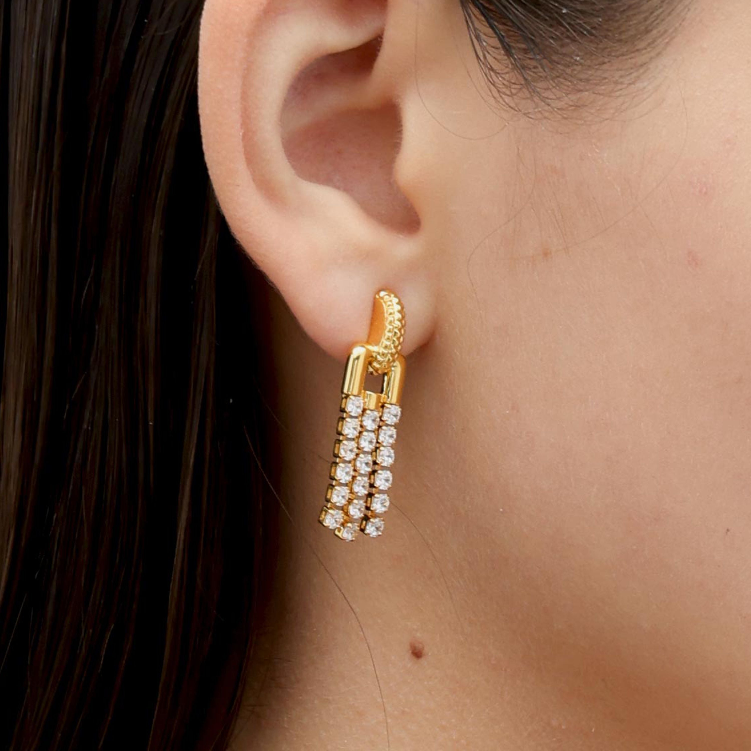 RSNY fringed stud earrings