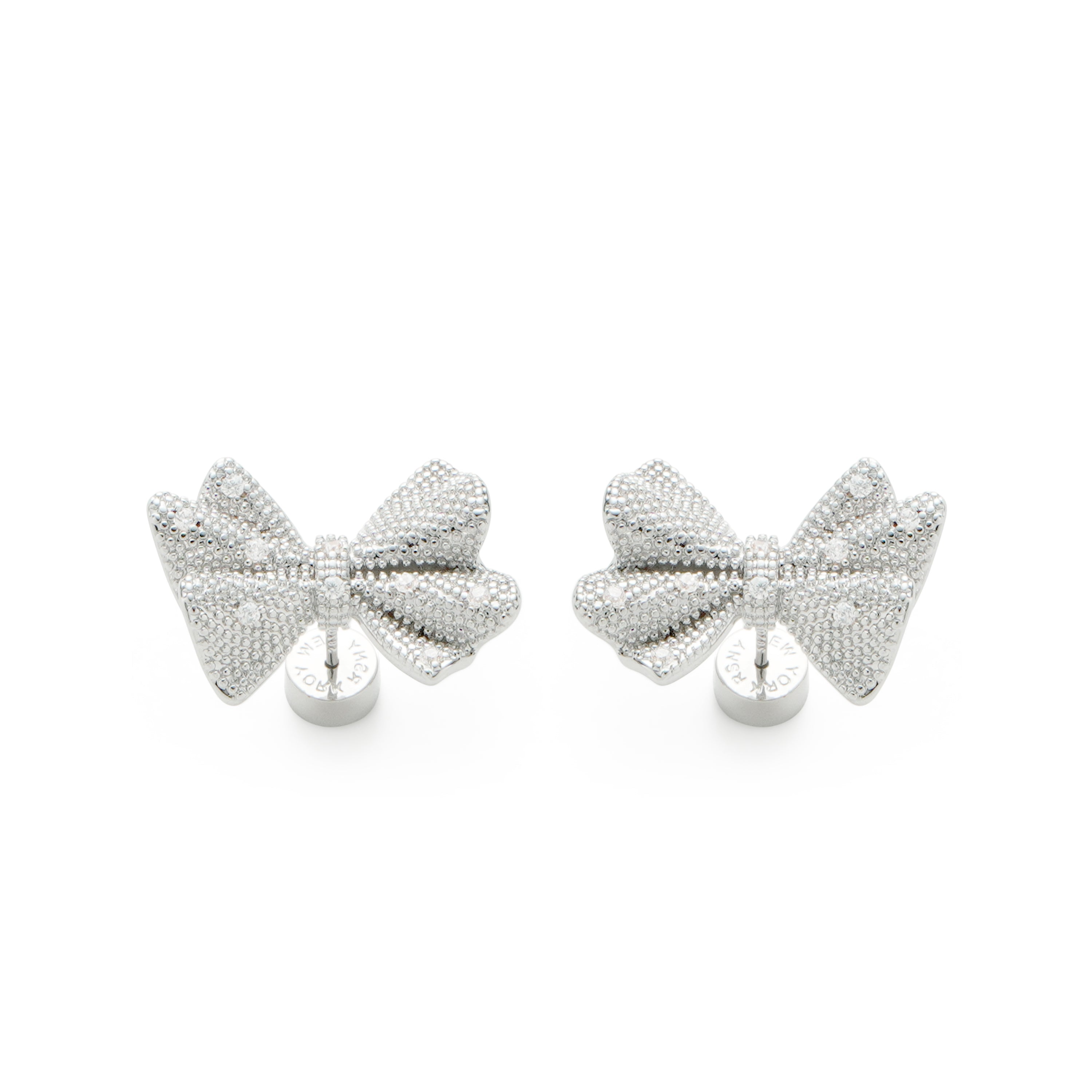 RSNY shiny bow stud earrings