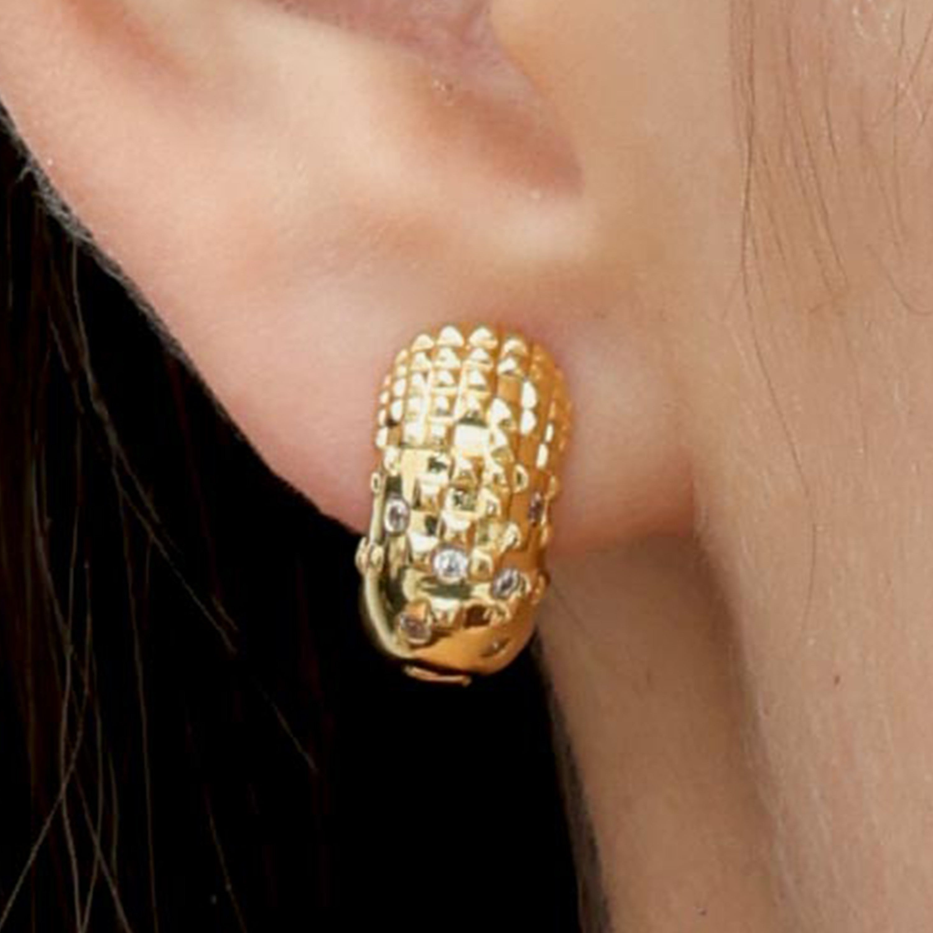 RSNY Diamond Textured Earrings