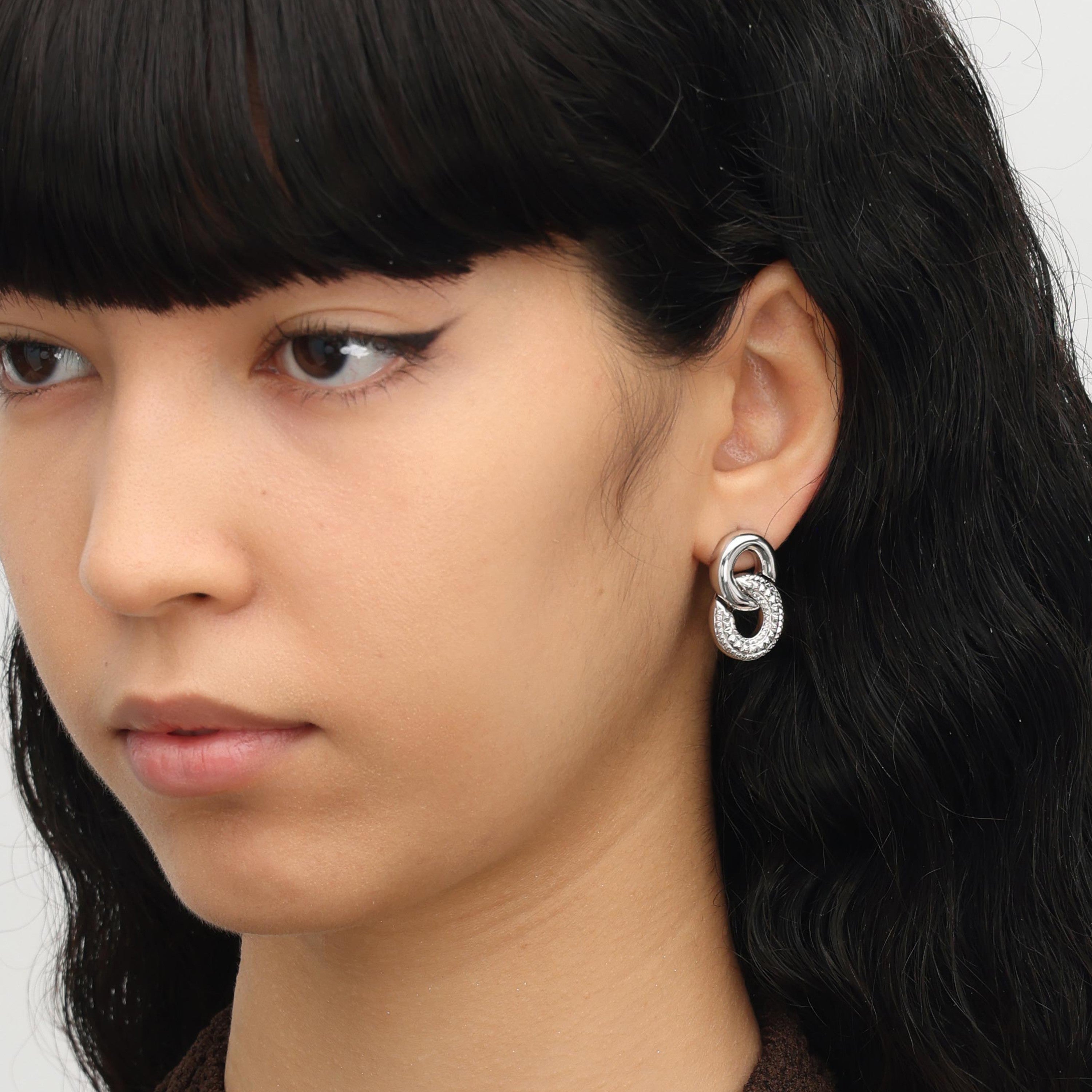 RSNY diamond pattern chain earrings