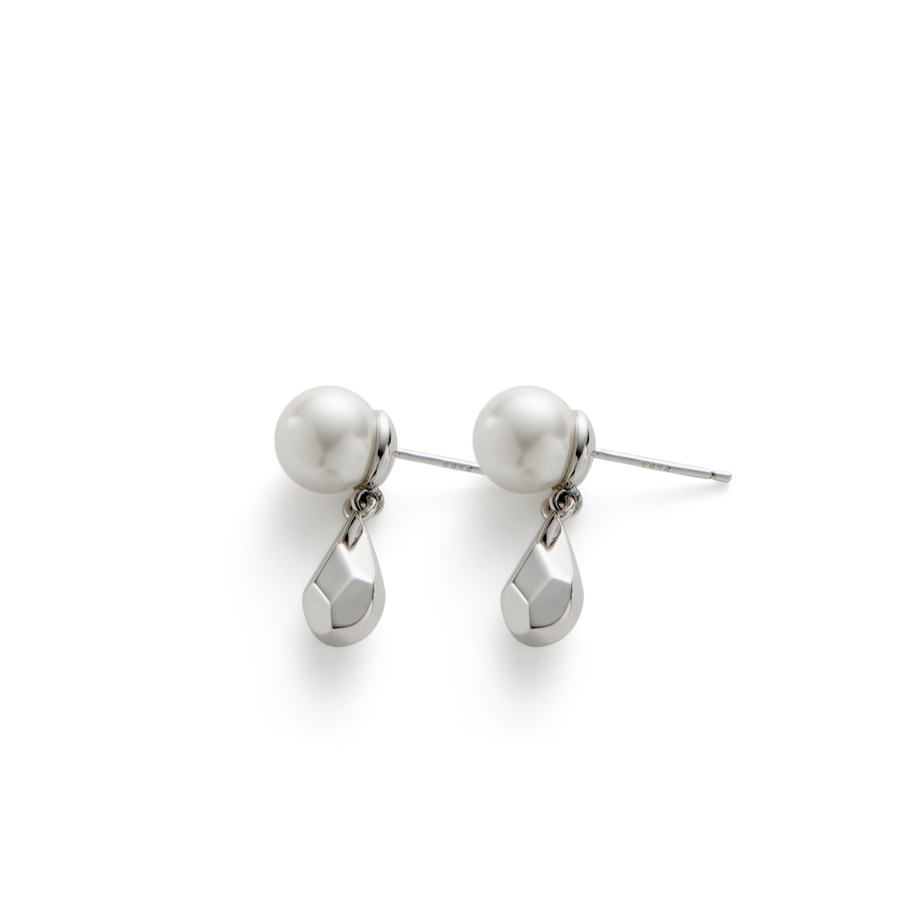 RSNY water drop diamond pearl stud earrings - RSNY R2097A Copper Rhodium Plated/Tremella Needle Size: 8 * 23 * 9mm Diamond grade delicate cut/mirror grade Seiko polishing/exquisite detail processing/preferred fine grade beads