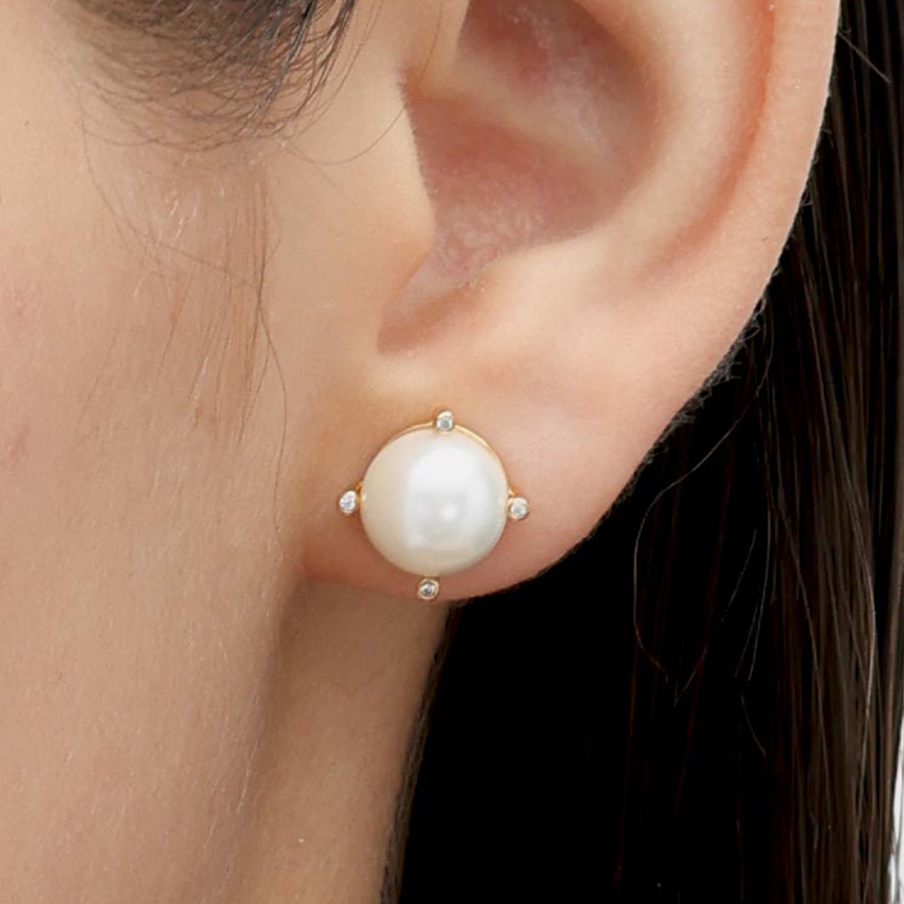 RSNY simple pearl stud earrings