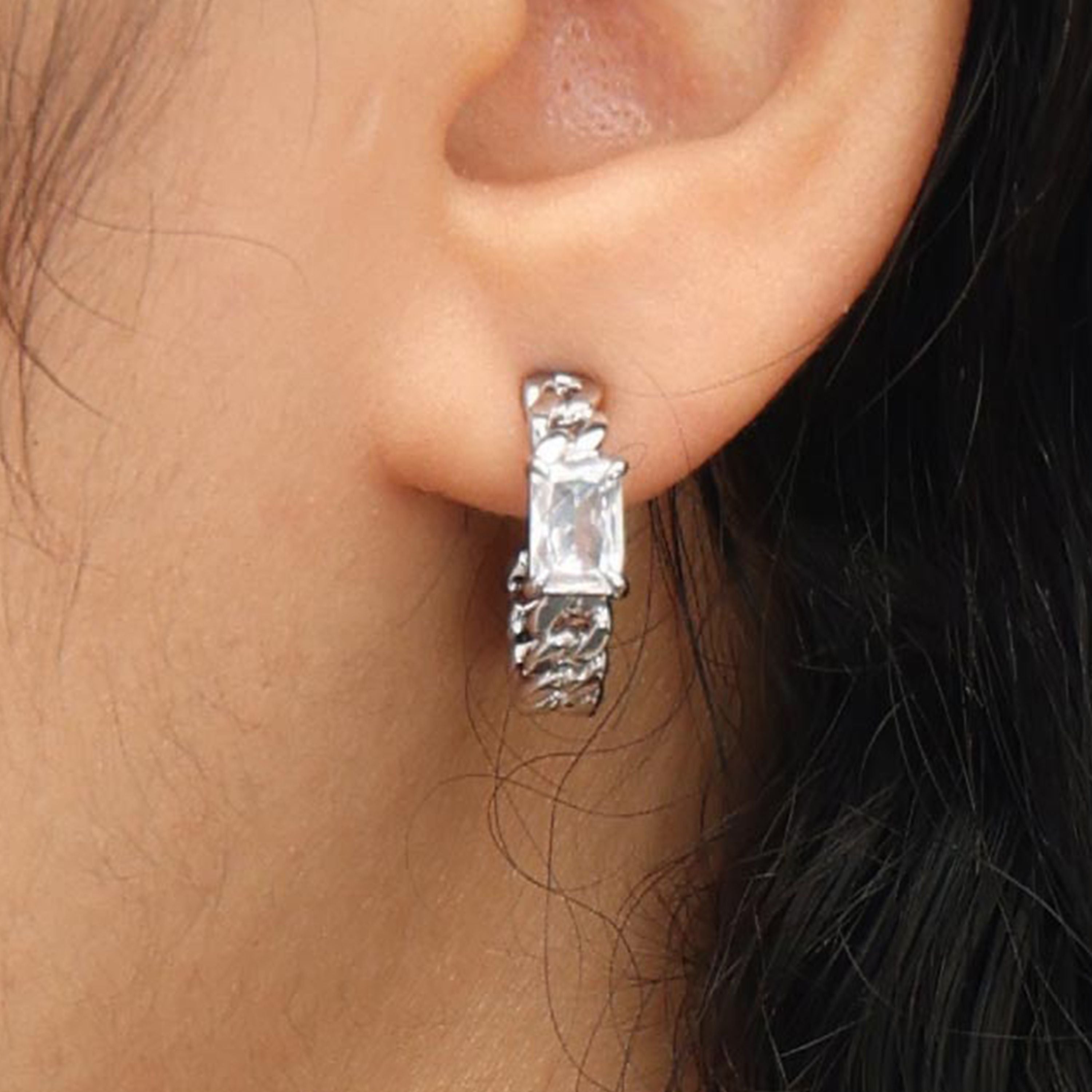 RSNY princess square chain earrings