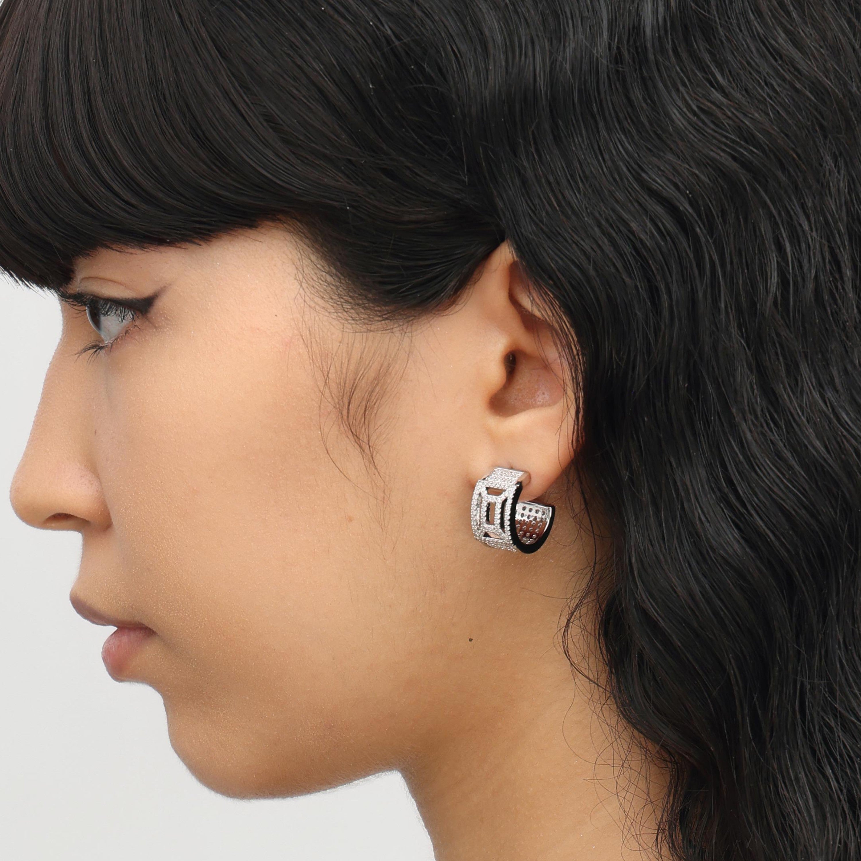 RSNY hollow geometric line earrings