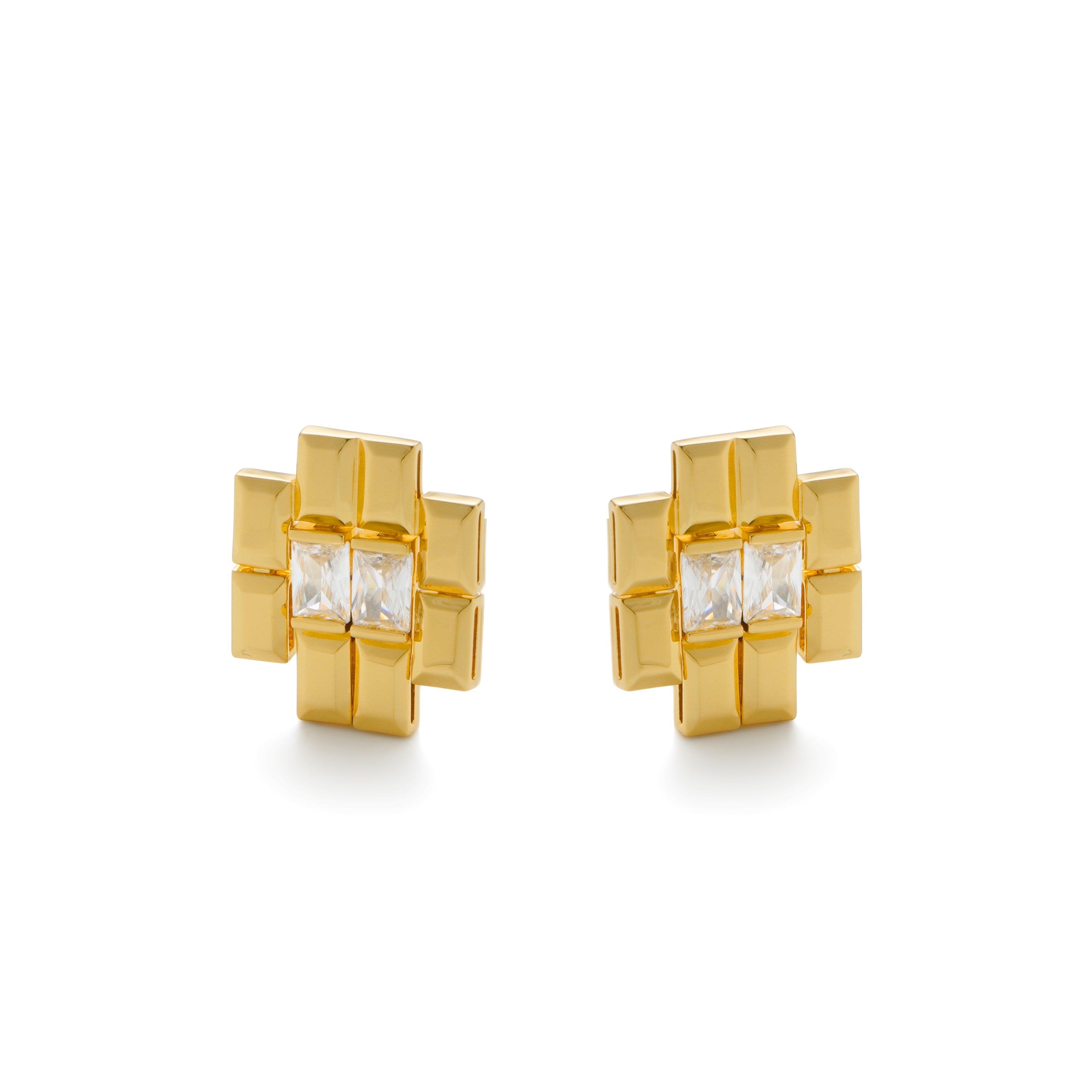 RSNY princess square splicing stud earrings