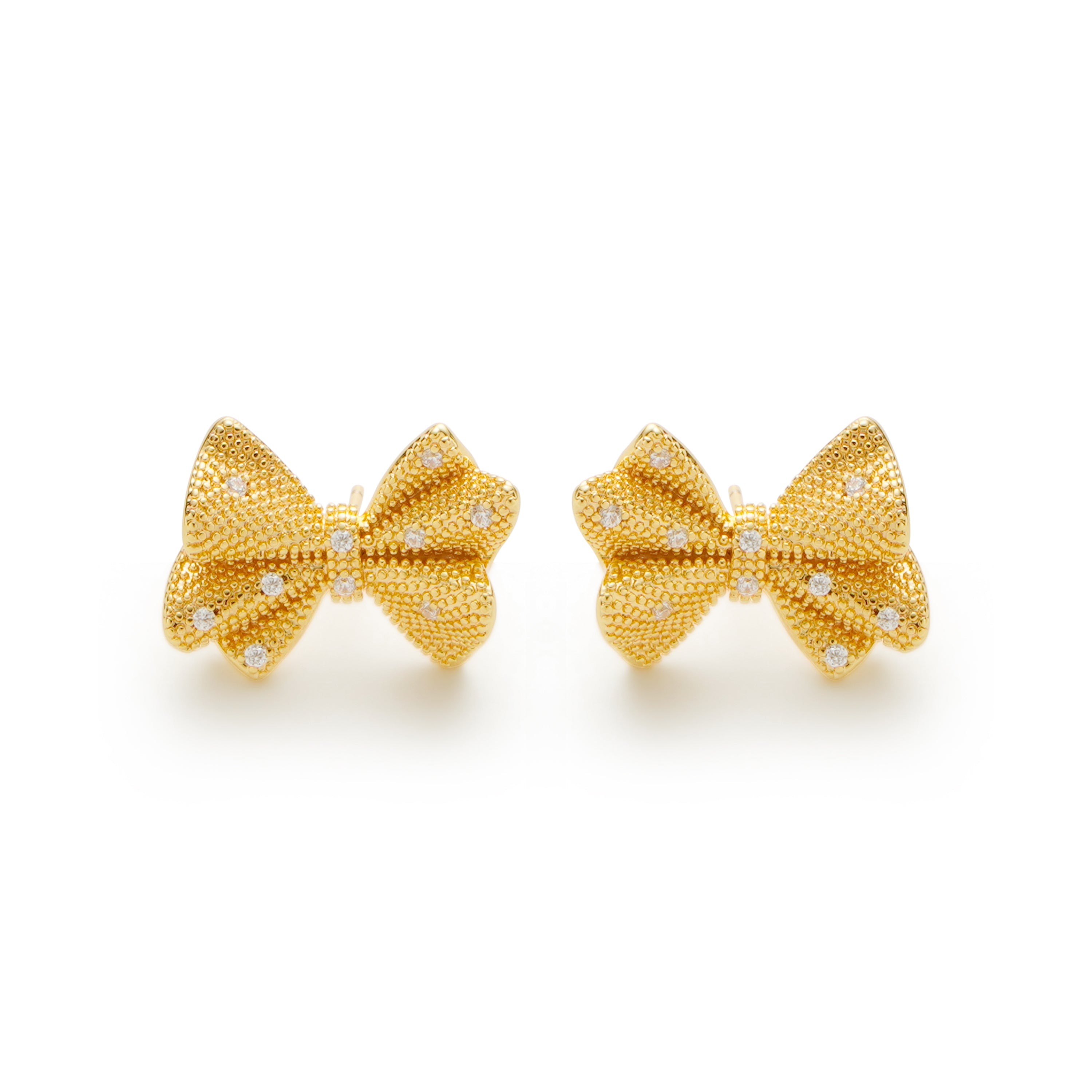 RSNY shiny bow stud earrings