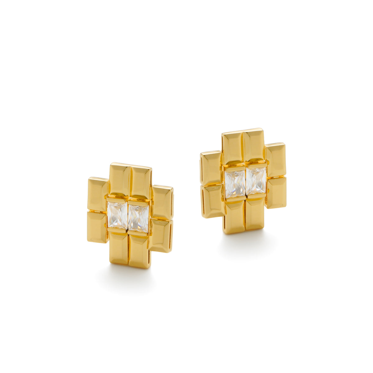 RSNY princess square splicing stud earrings