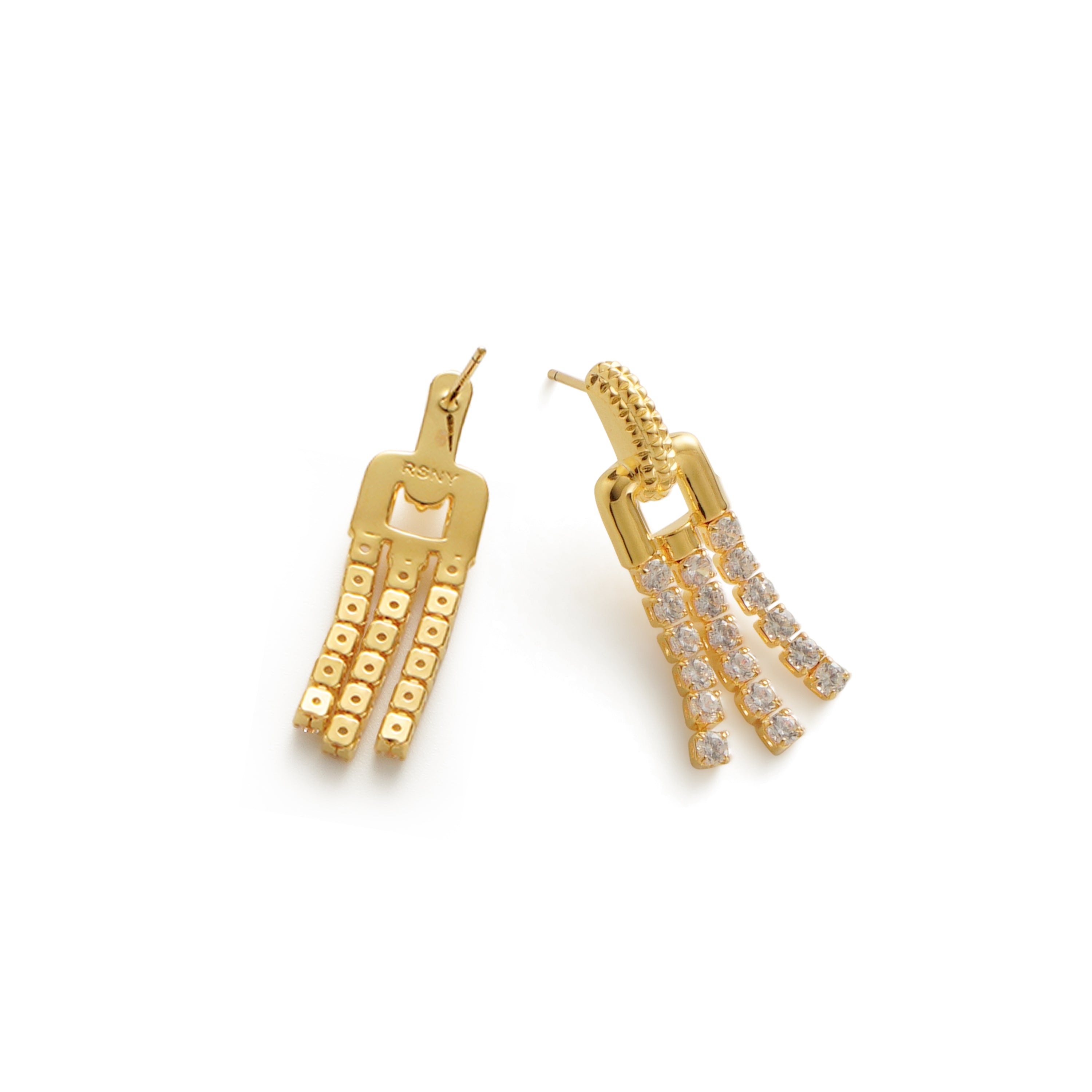 RSNY fringed stud earrings