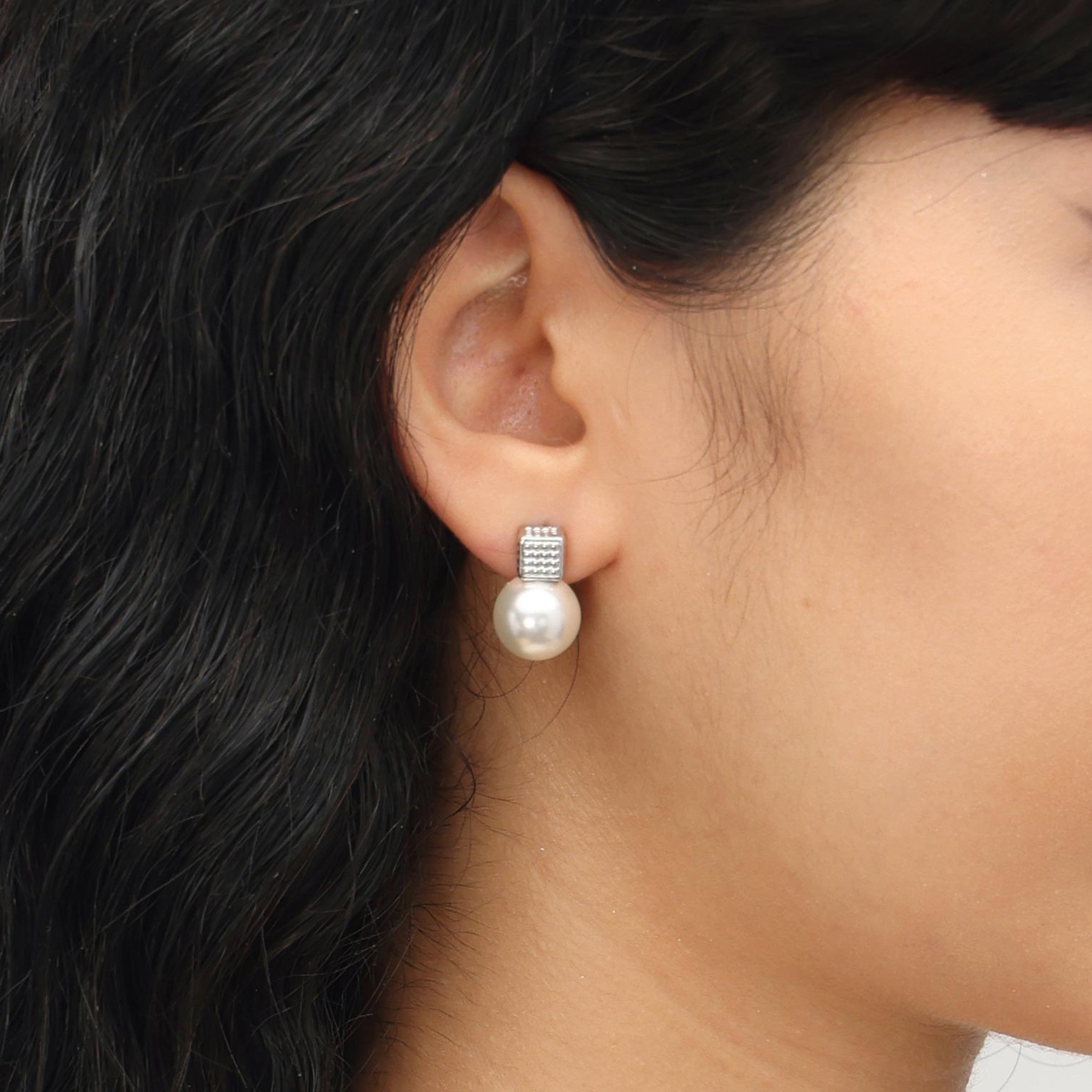 RSNY Diamond Pearl Stud Earrings