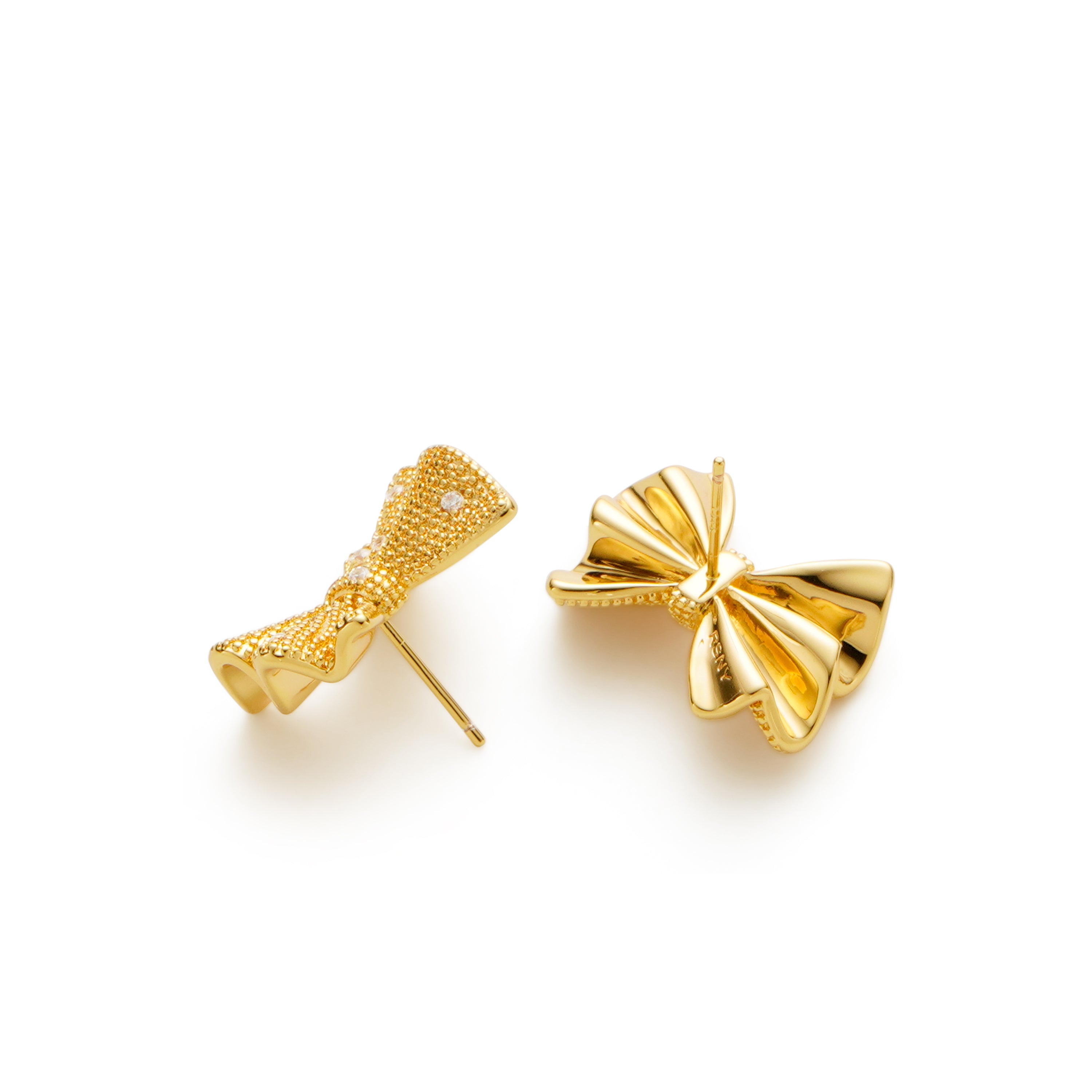 RSNY shiny bow stud earrings