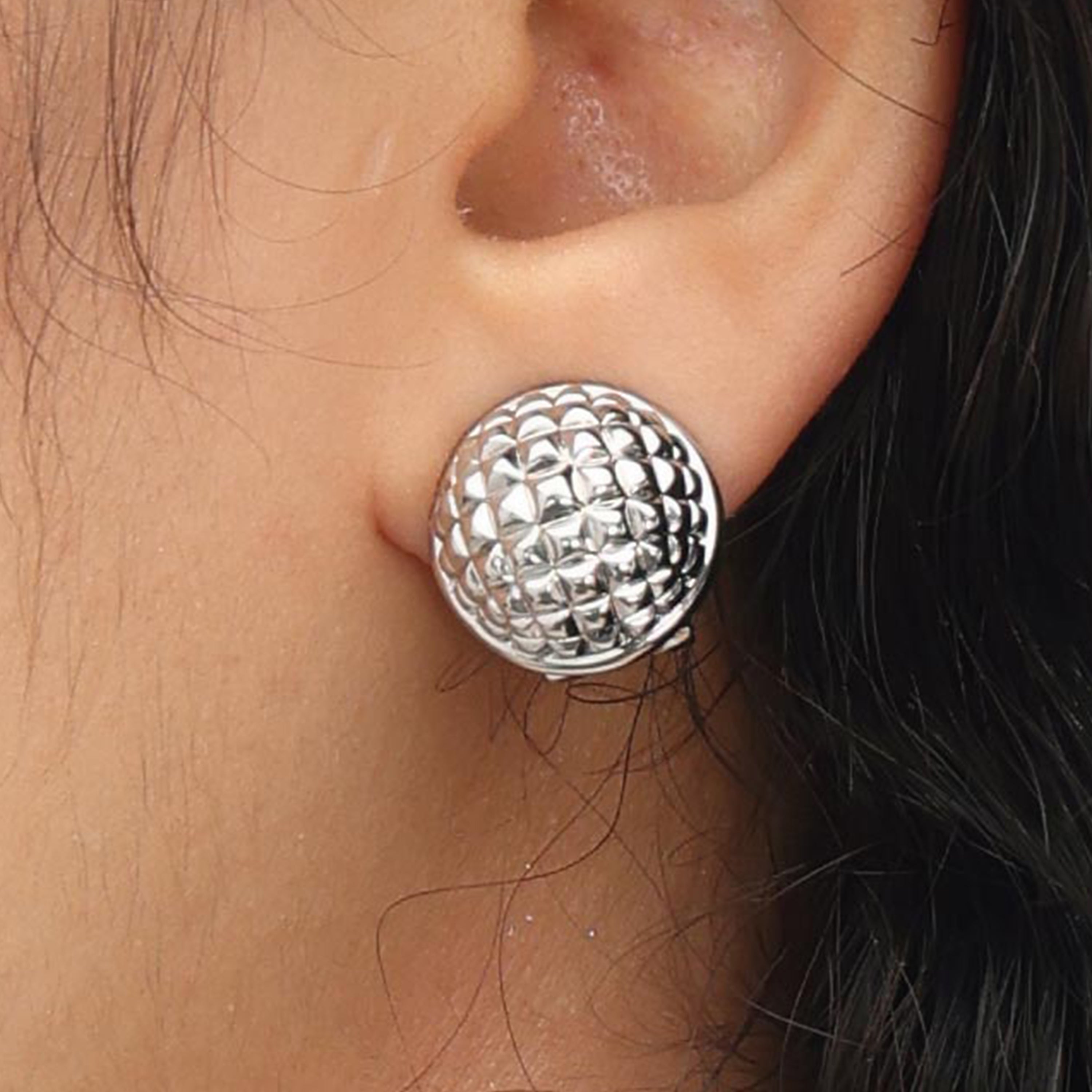 RSNY Diamond Textured Ball Earrings