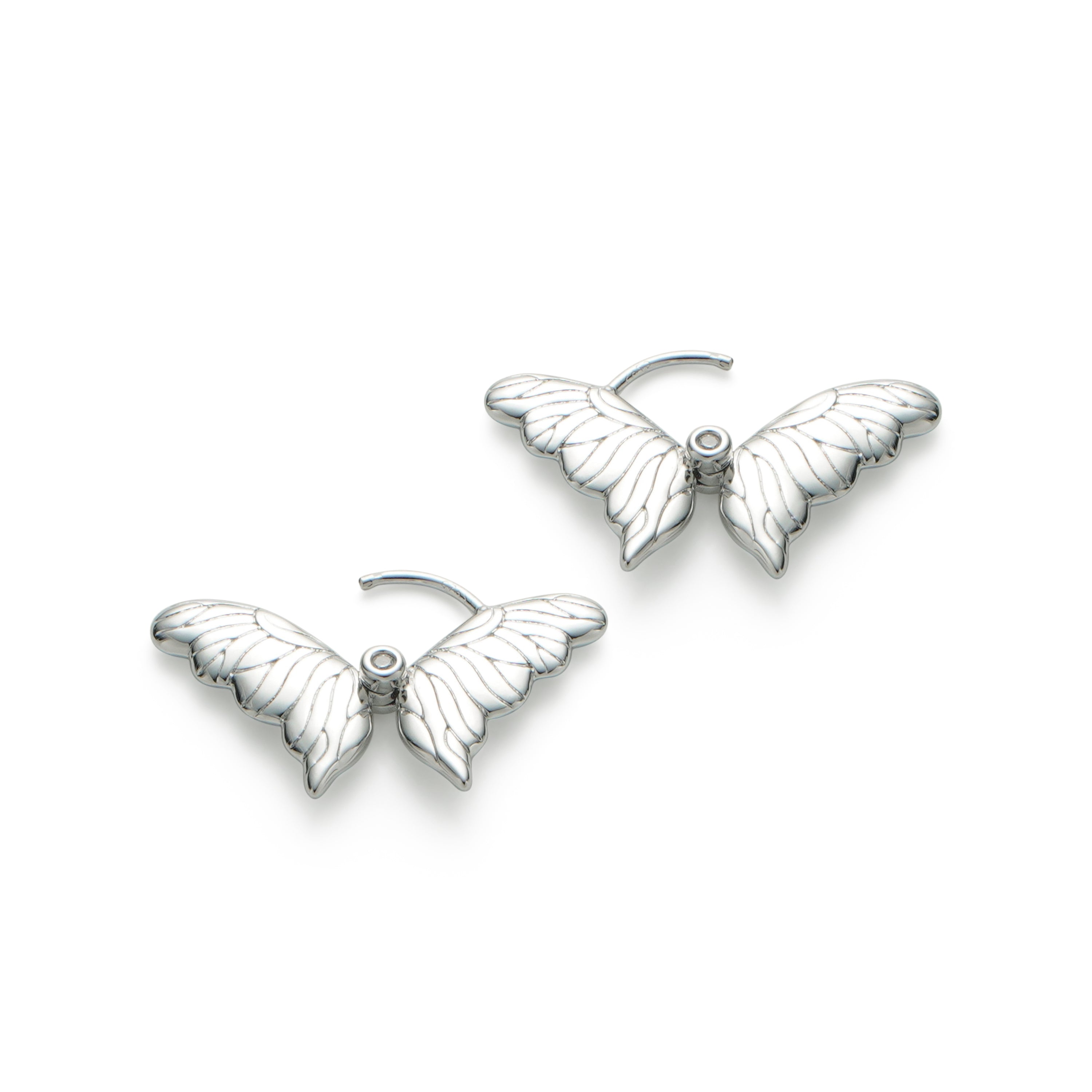 RSNY Textured Butterfly Earrings - RSNY R2175A 铜镀铑/银耳针 约18*24*3mm 时尚感几何造型/镜面级精工抛光/纯手工精雕工艺/精致感细节处理