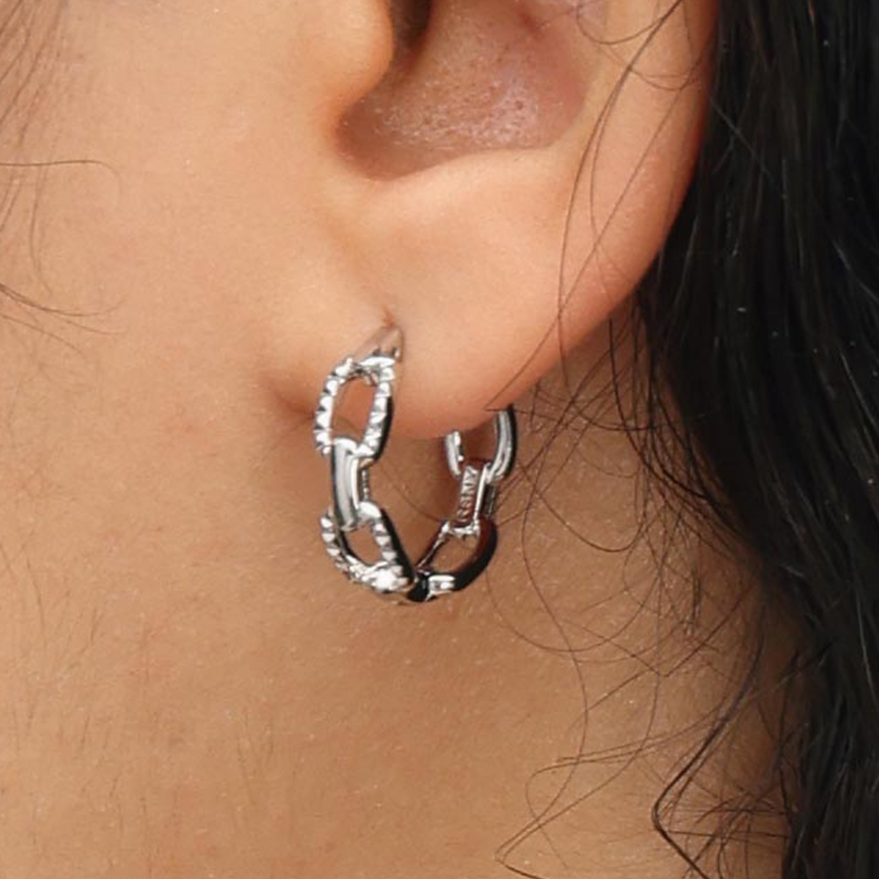 RSNY diamond pattern chain earrings