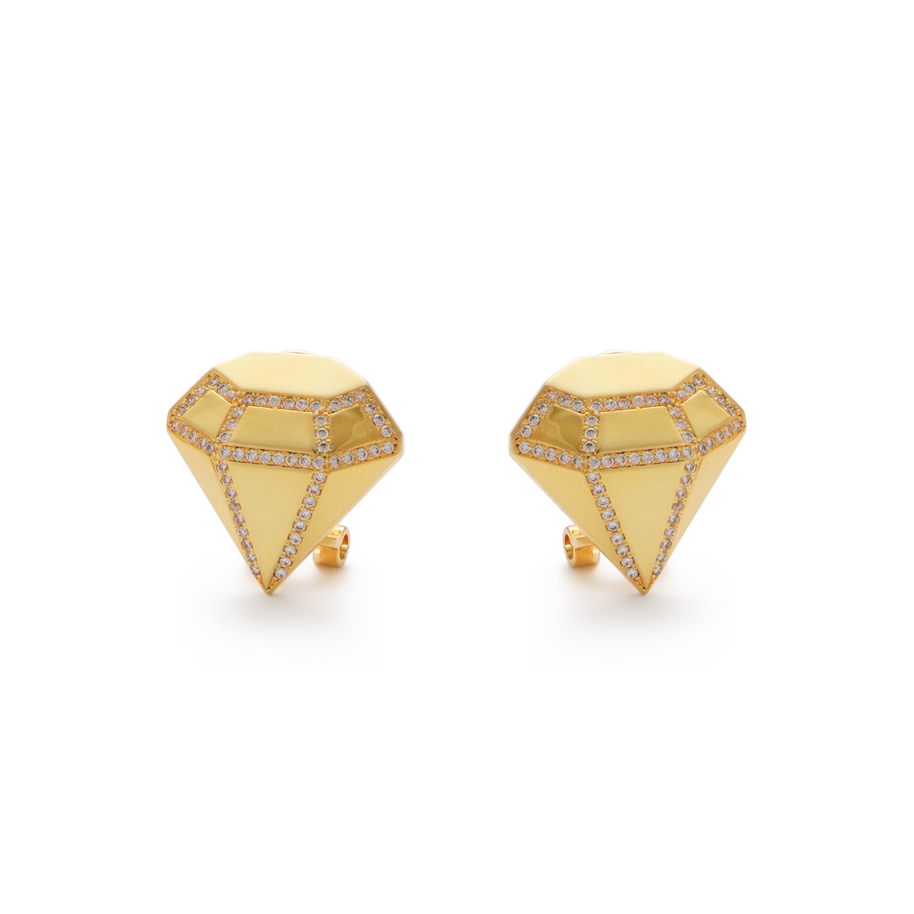 RSNY three-dimensional drill stud earrings - RSNY R2088B 铜镀金/S925银耳针/立方氧化锆 重量:7.8g 约20*5*20mm 钻石型设计元素/纯银高品质耳针/纯手工镶嵌技艺/镜面级精工抛光/轻量化品牌工艺