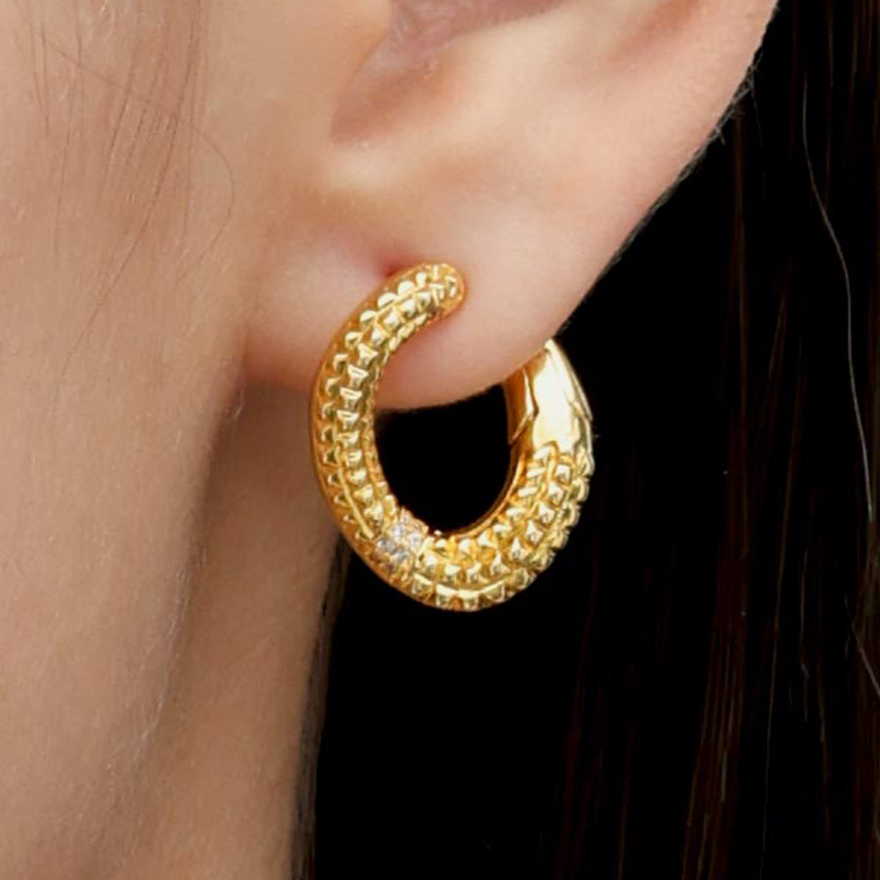 RSNY diamond pattern chain earrings