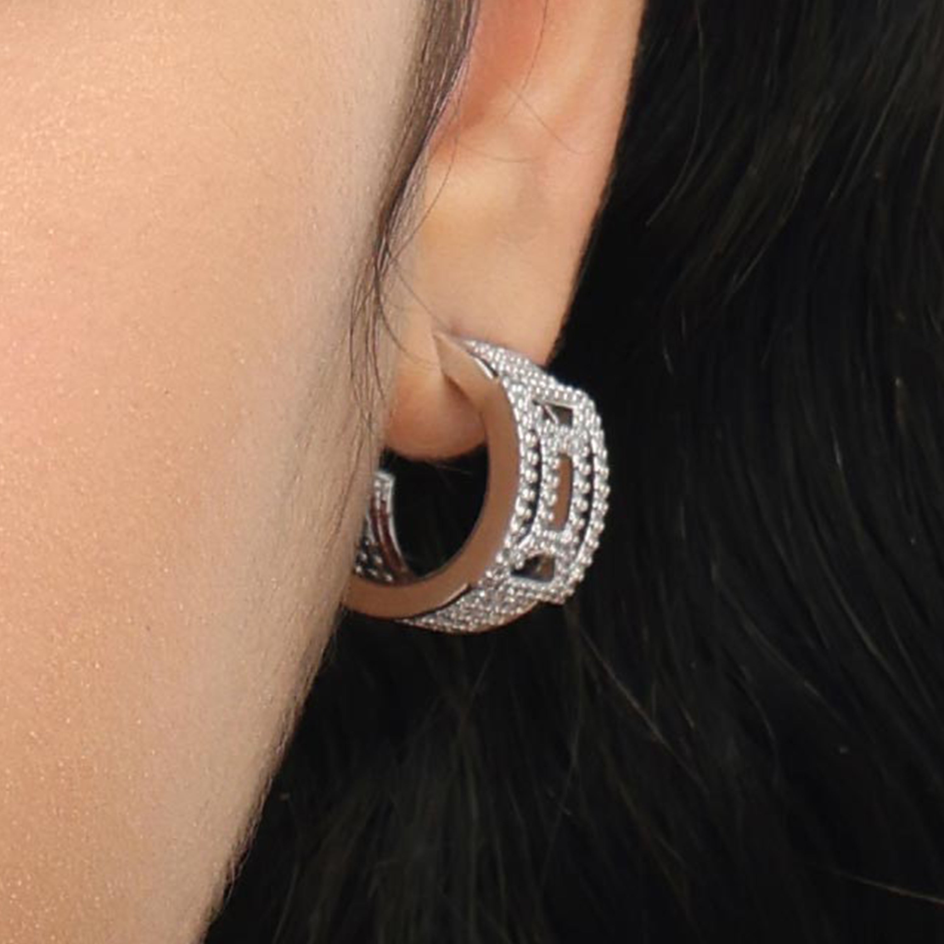 RSNY hollow geometric line earrings