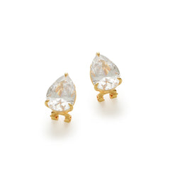 RSNY water drop shape diamond stud earrings - RSNY R2131B 铜镀金/银耳针 约13*19*8mm 钻石型设计元素/通勤款几何造型/精致感细节处理/纯手工镶嵌技艺