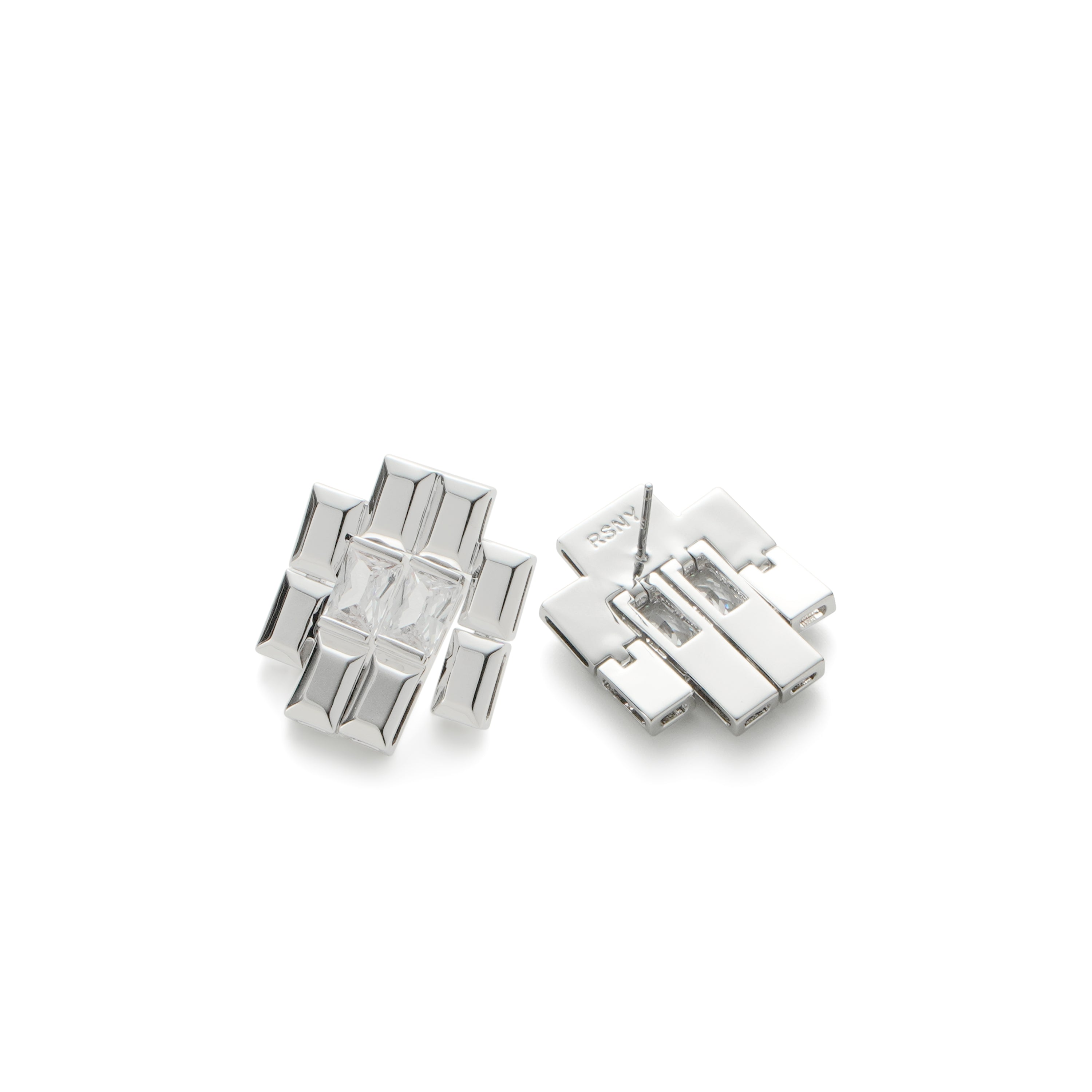 RSNY princess square splicing stud earrings