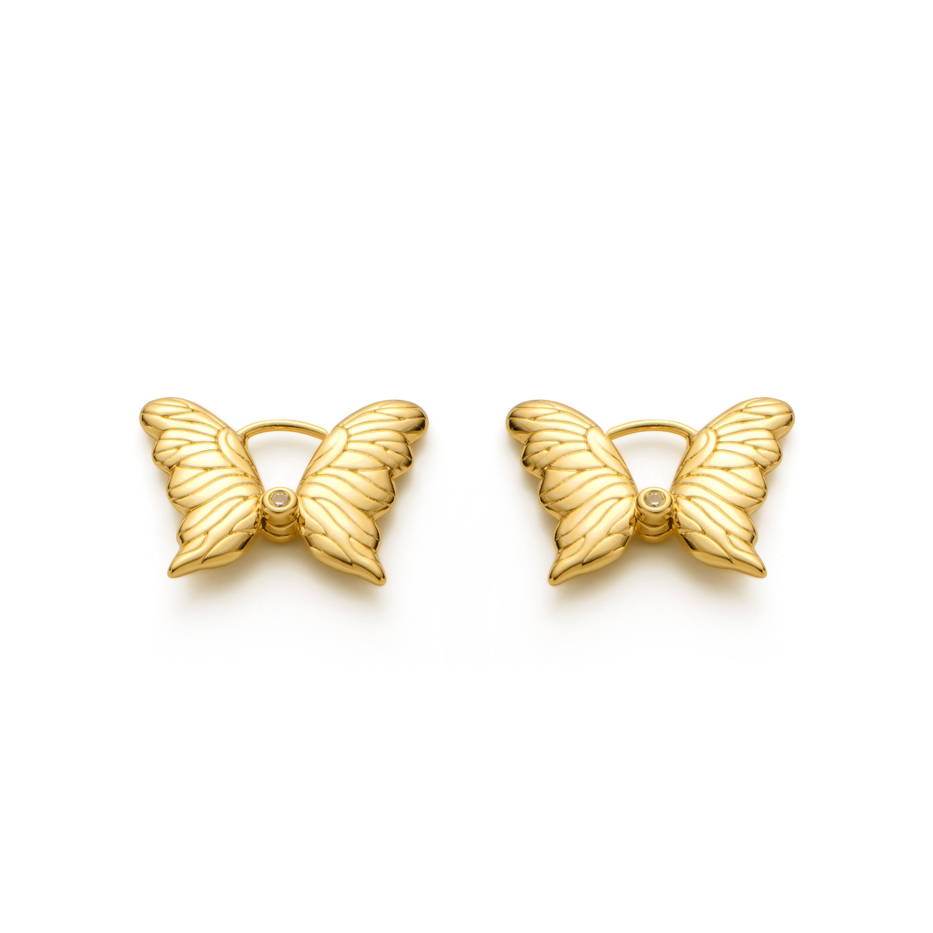 RSNY Textured Butterfly Earrings - RSNY R2175B 铜镀金/银耳针 约18*24*3mm 时尚感几何造型/镜面级精工抛光/纯手工精雕工艺/精致感细节处理