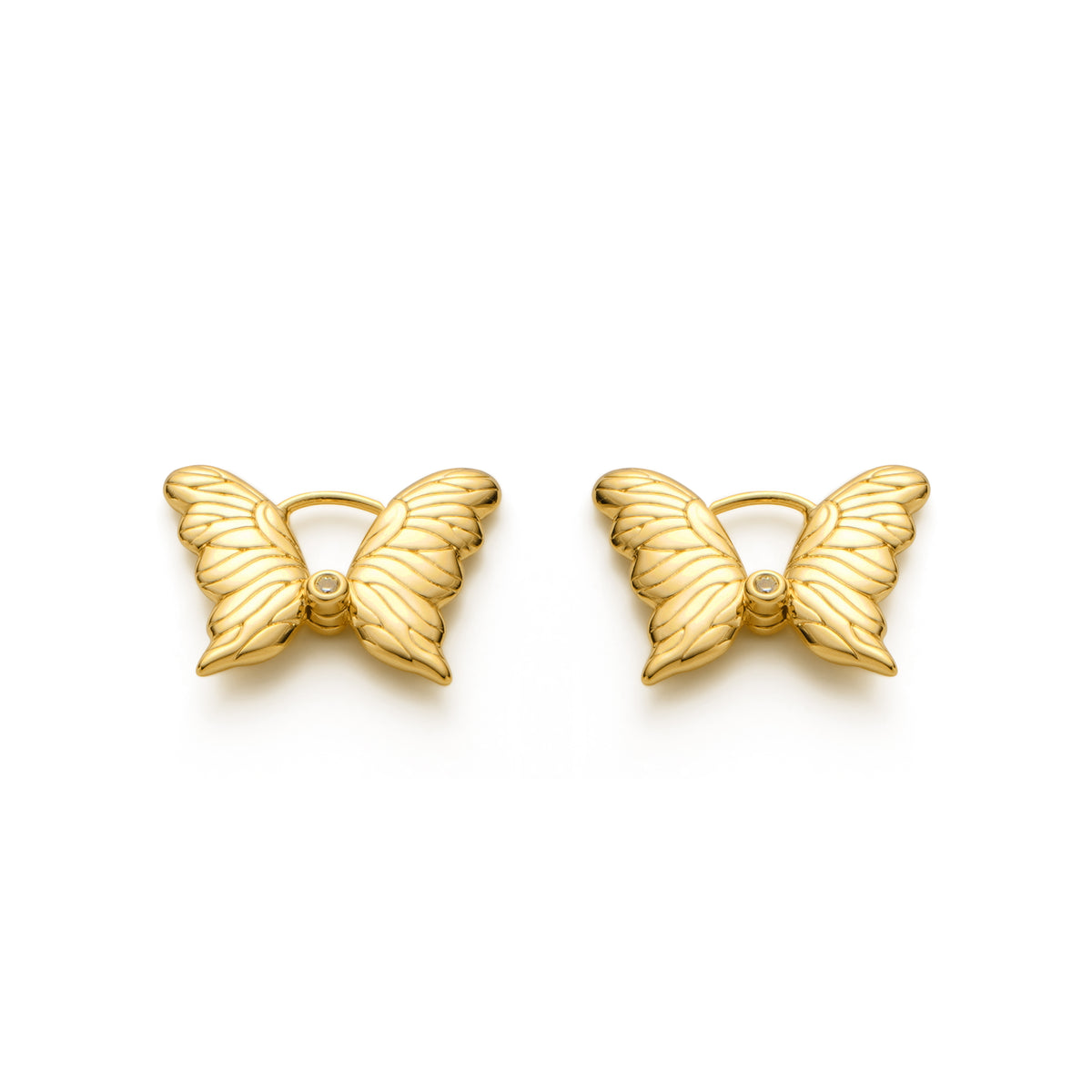 RSNY Textured Butterfly Earrings - RSNY R2175B 铜镀金/银耳针 约18*24*3mm 时尚感几何造型/镜面级精工抛光/纯手工精雕工艺/精致感细节处理