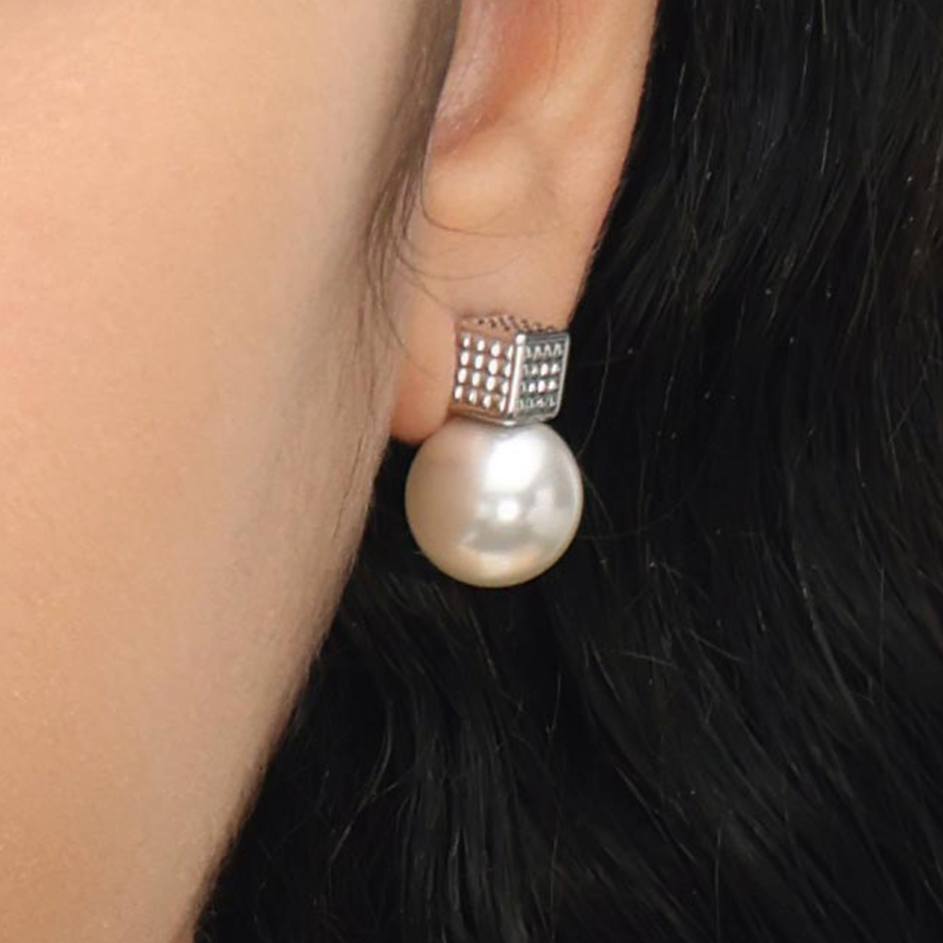 RSNY Diamond Pearl Stud Earrings