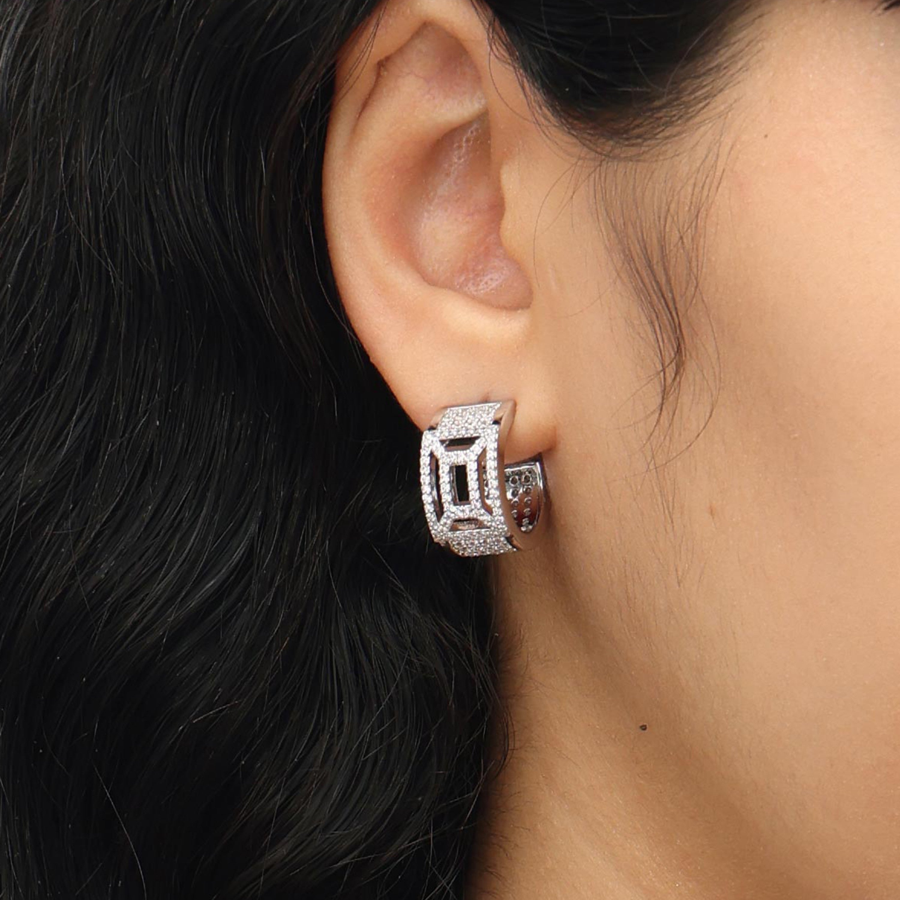 RSNY hollow geometric line earrings