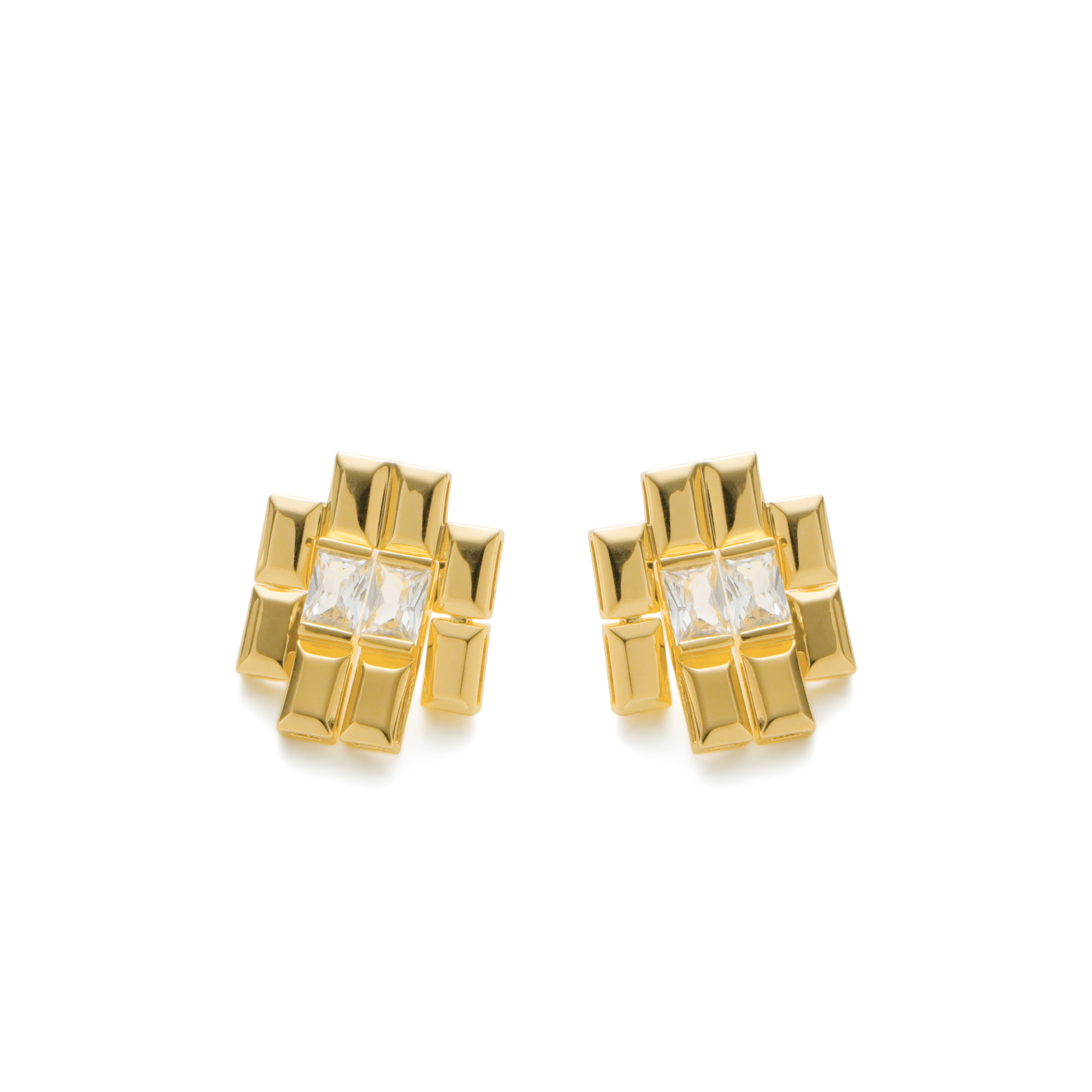 RSNY princess square splicing stud earrings