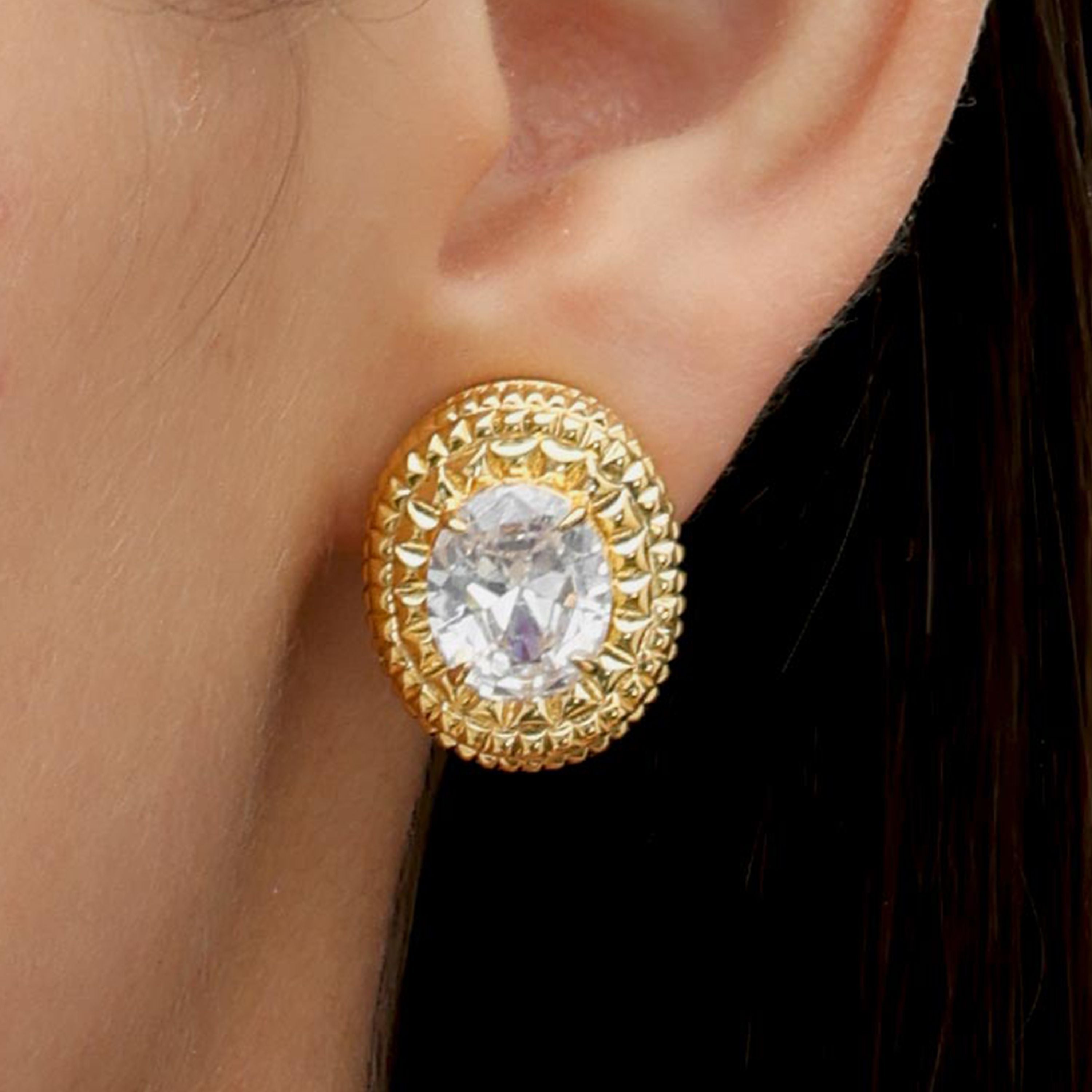 RSNY diamond texture stud earrings