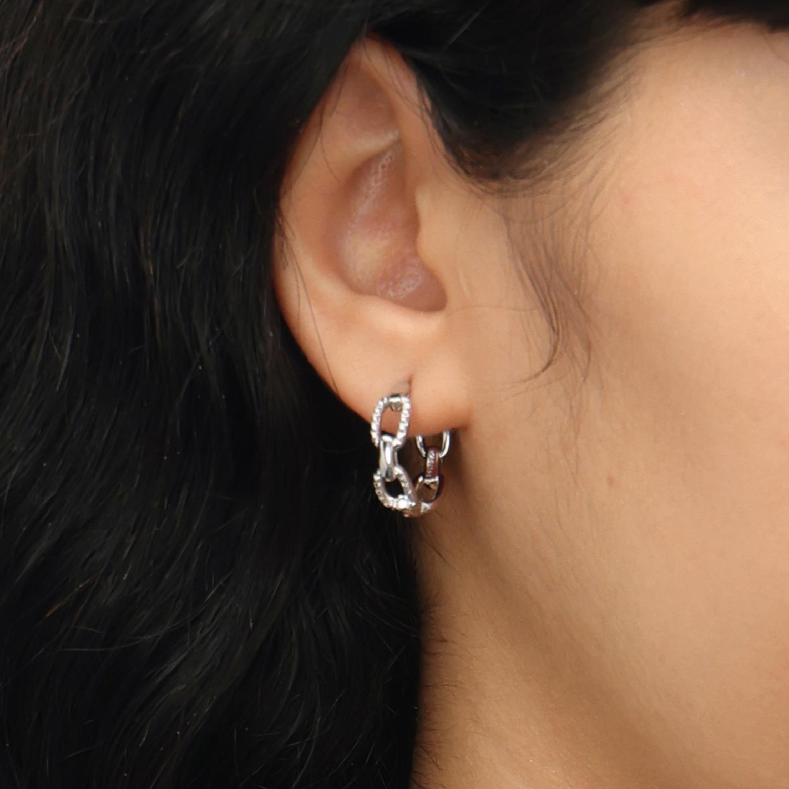 RSNY diamond pattern chain earrings