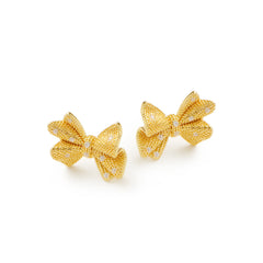 RSNY shiny bow stud earrings