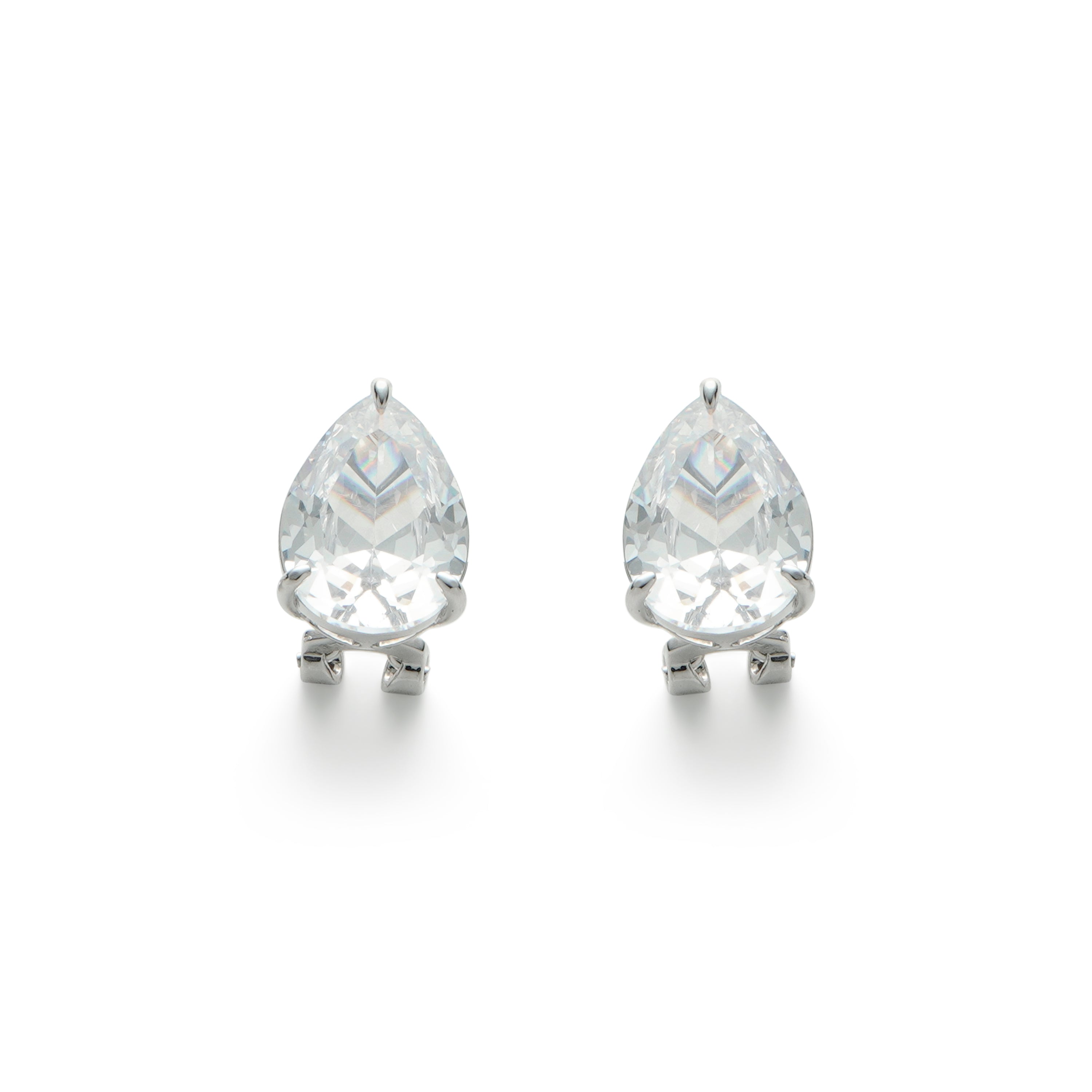 RSNY water drop shape diamond stud earrings - RSNY R2131A 铜镀铑/银耳针 约13*19*8mm 钻石型设计元素/通勤款几何造型/精致感细节处理/纯手工镶嵌技艺