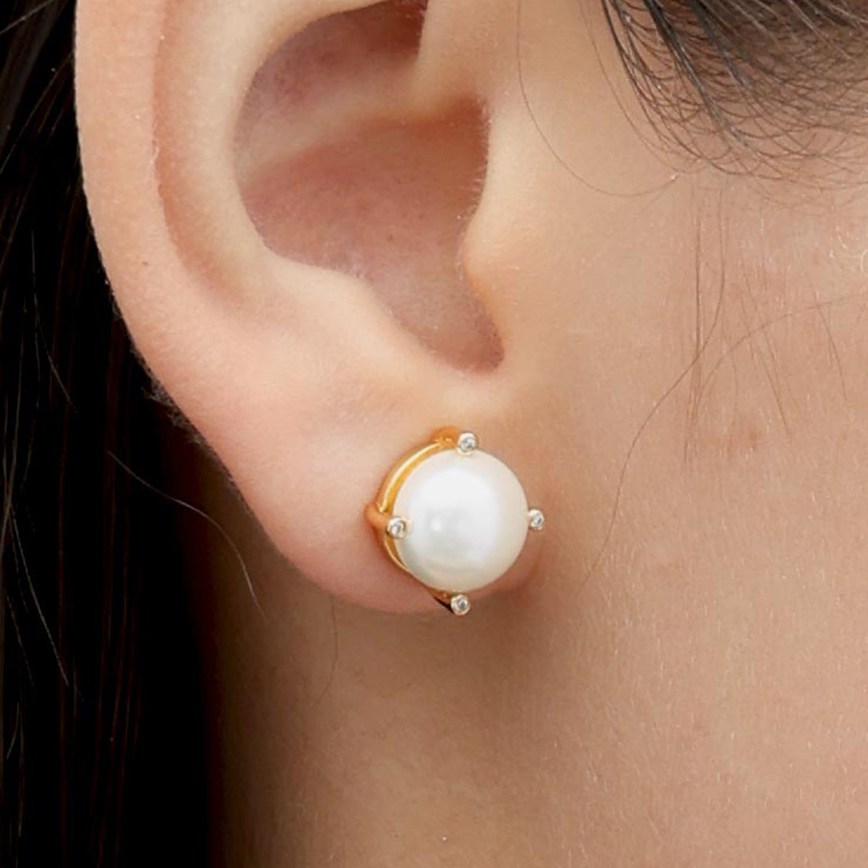 RSNY simple pearl stud earrings