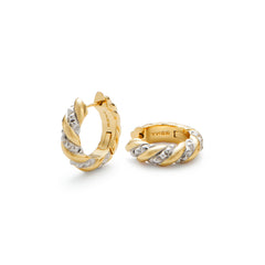 RSNY thick double strand earrings - RSNY R2043A Copper Plated Rhodium/Copper Plated Gold Weight: 10g Size: 20 * 6 * 20mm Diamond pattern design elements/two-color luxury grade electroplating/fashion geometric modeling/mirror grade Seiko polishing/lightweight brand craftsmanship